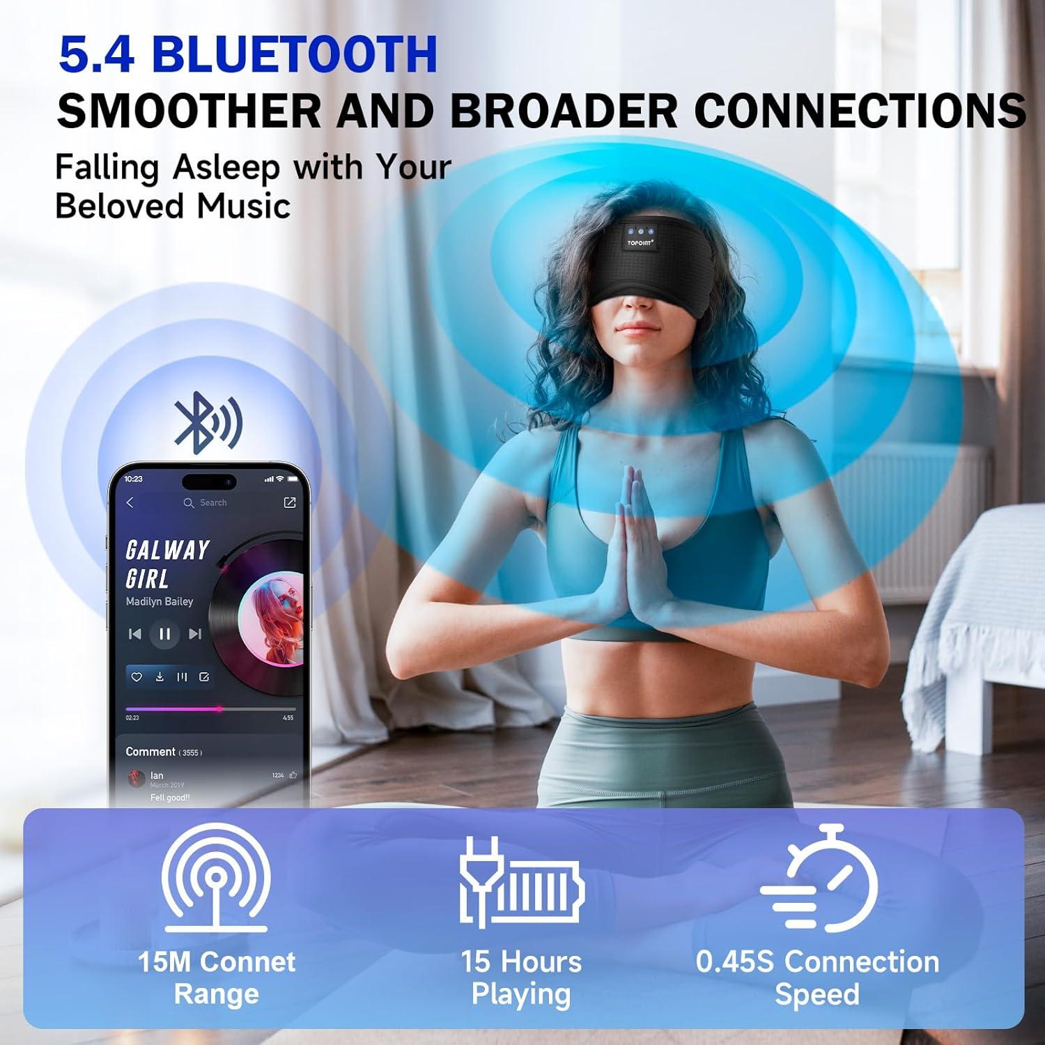 Máscara de Sueño Bluetooth TOPOINT con Altavoces y Seda