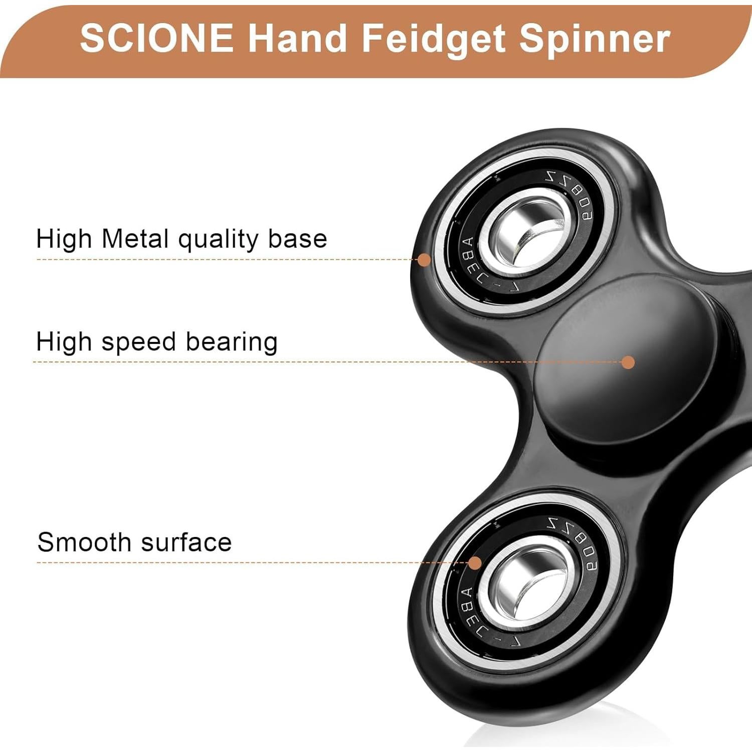 Spinner Antiestrés SCIONE Negro - Juguete Sensorial para TDAH