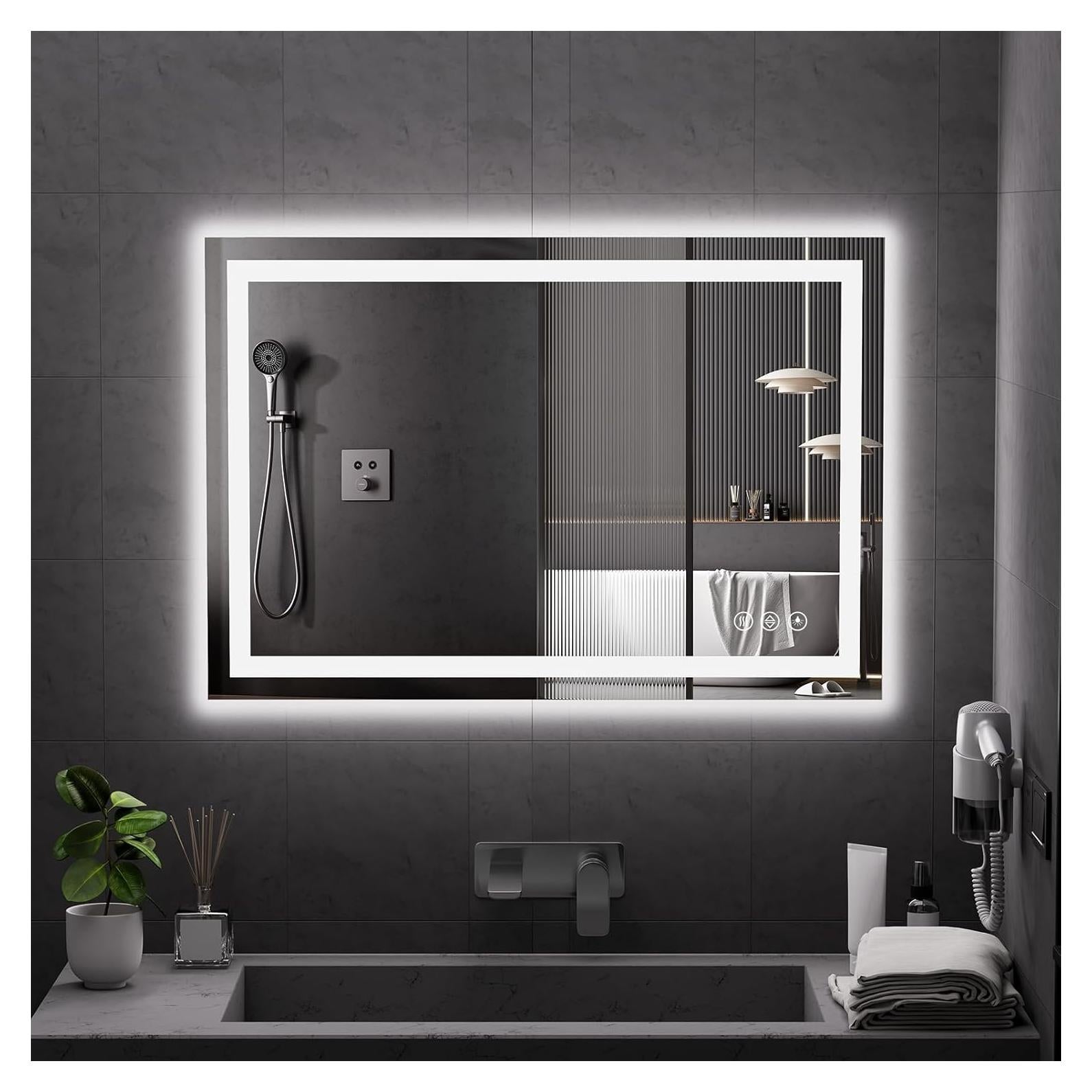 Espejo LED Koonmi 66x96.5cm Anti-Niebla con Luz Ajustable