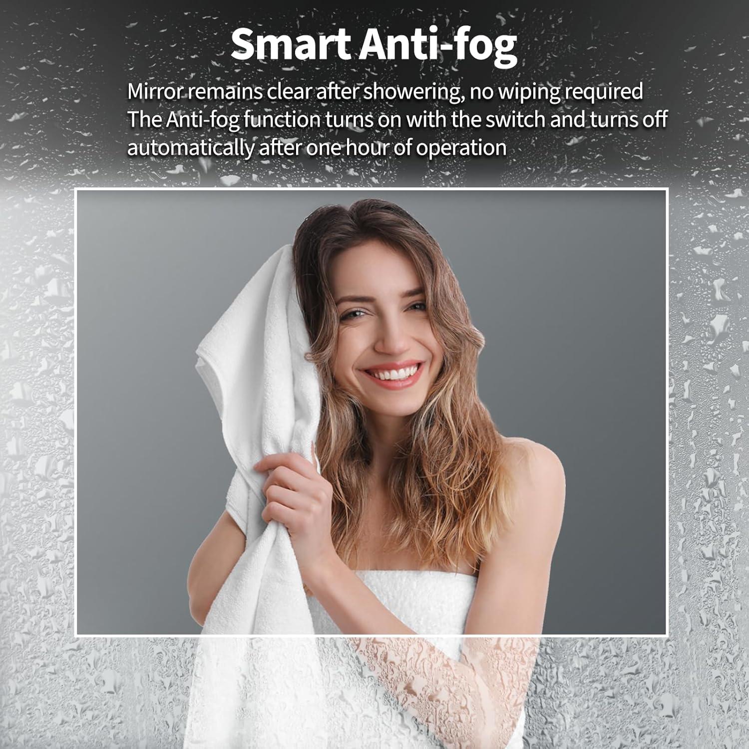 Espejo LED Koonmi 66x96.5cm Anti-Niebla con Luz Ajustable