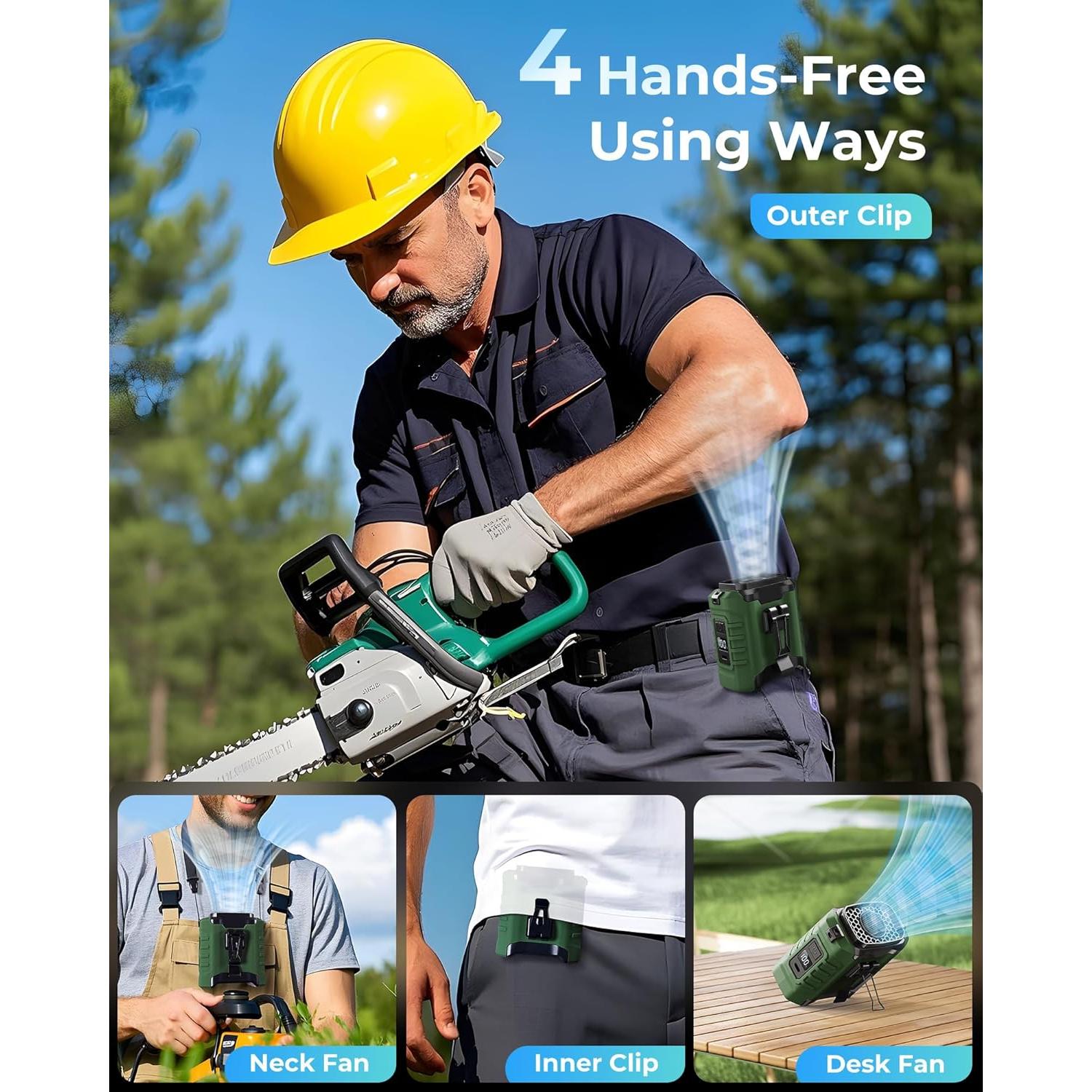 Ventilador de Cintura Portátil Buvizas YBN-609 10000mAh Verde