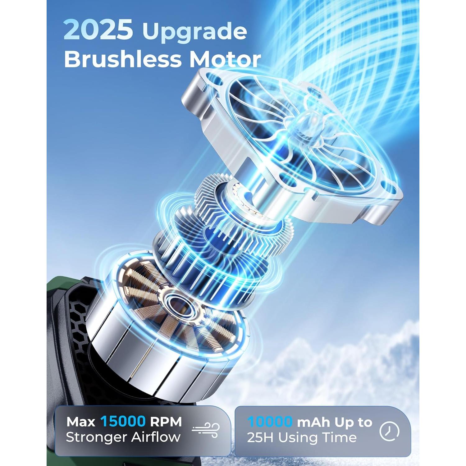 Ventilador de Cintura Portátil Buvizas YBN-609 10000mAh Verde