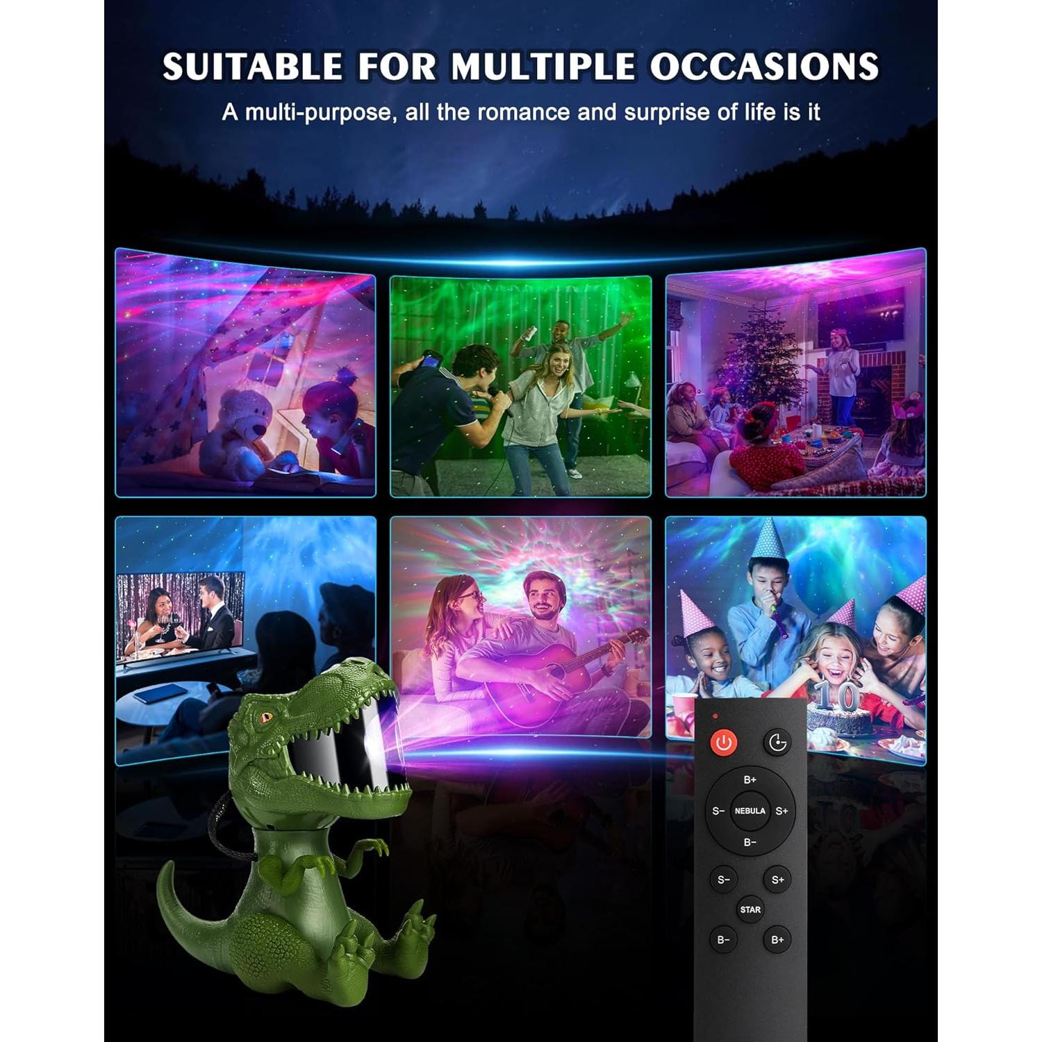 Proyector de Estrellas Dinosaurio Kidsjoy Verde 10cm