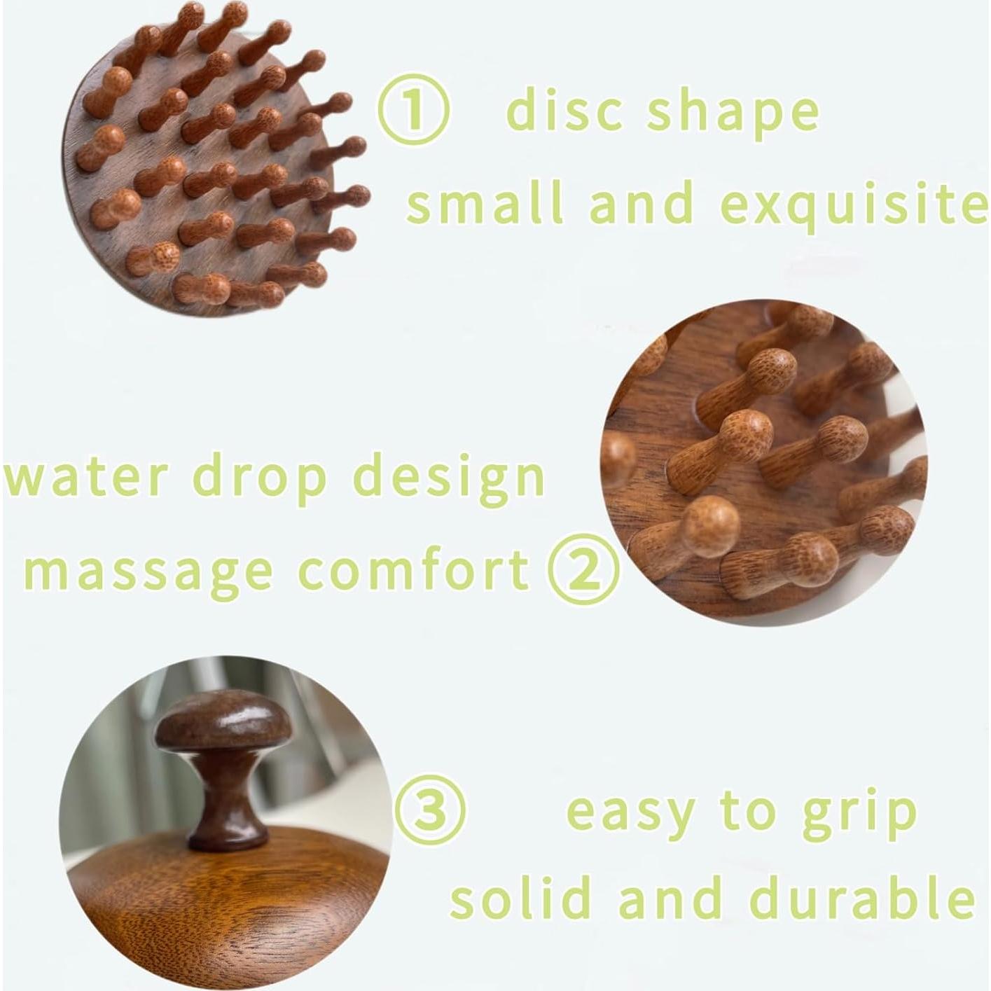 Masajeador de cuero cabelludo Sanlusan Cepillo de madera 11cm