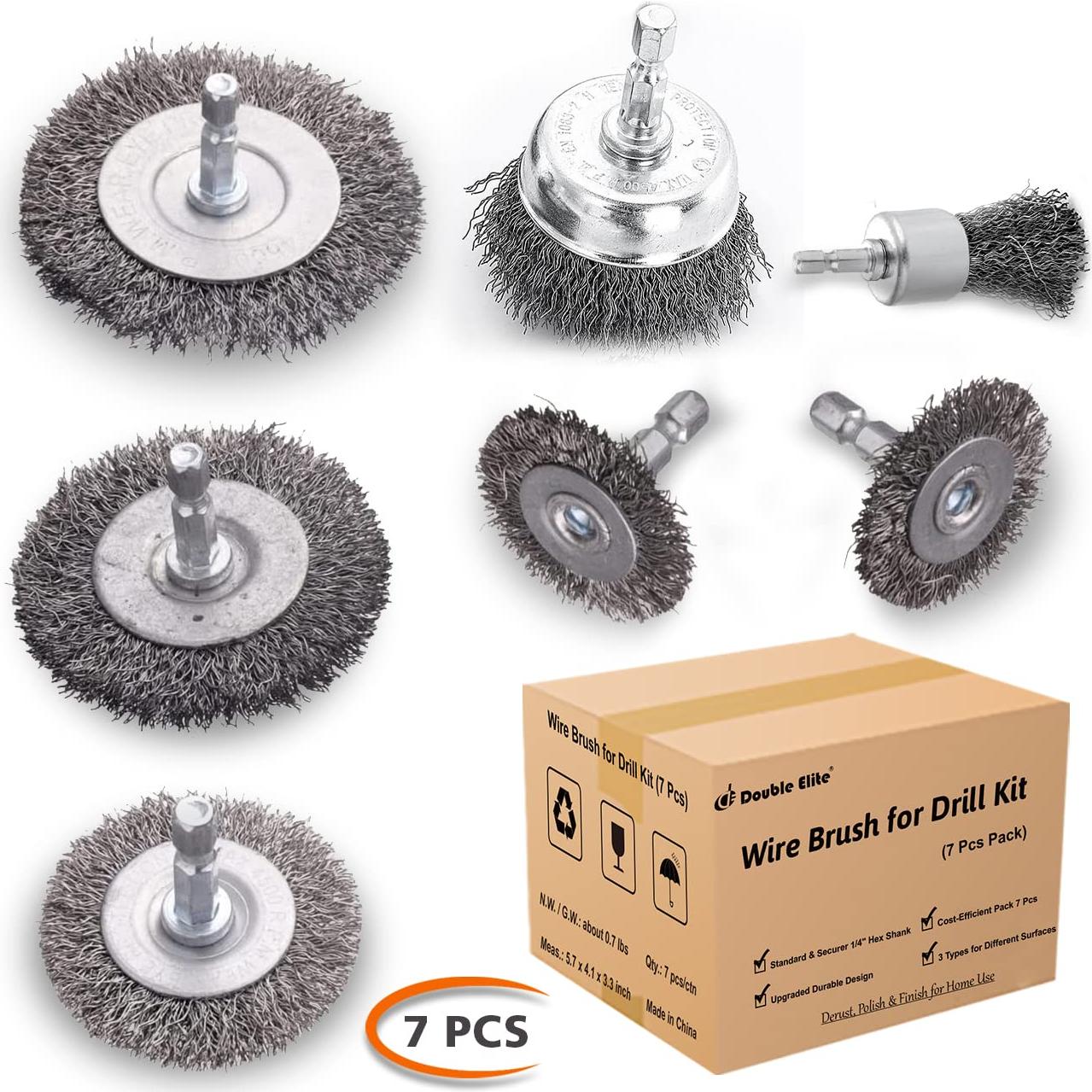 Juego de Cepillos de Alambre Double Elite 7 Piezas para Taladro