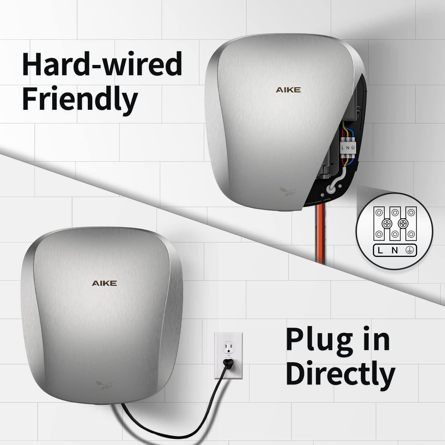 Secador de Manos AIKE AK2903 Acero Inoxidable 1400W HEPA