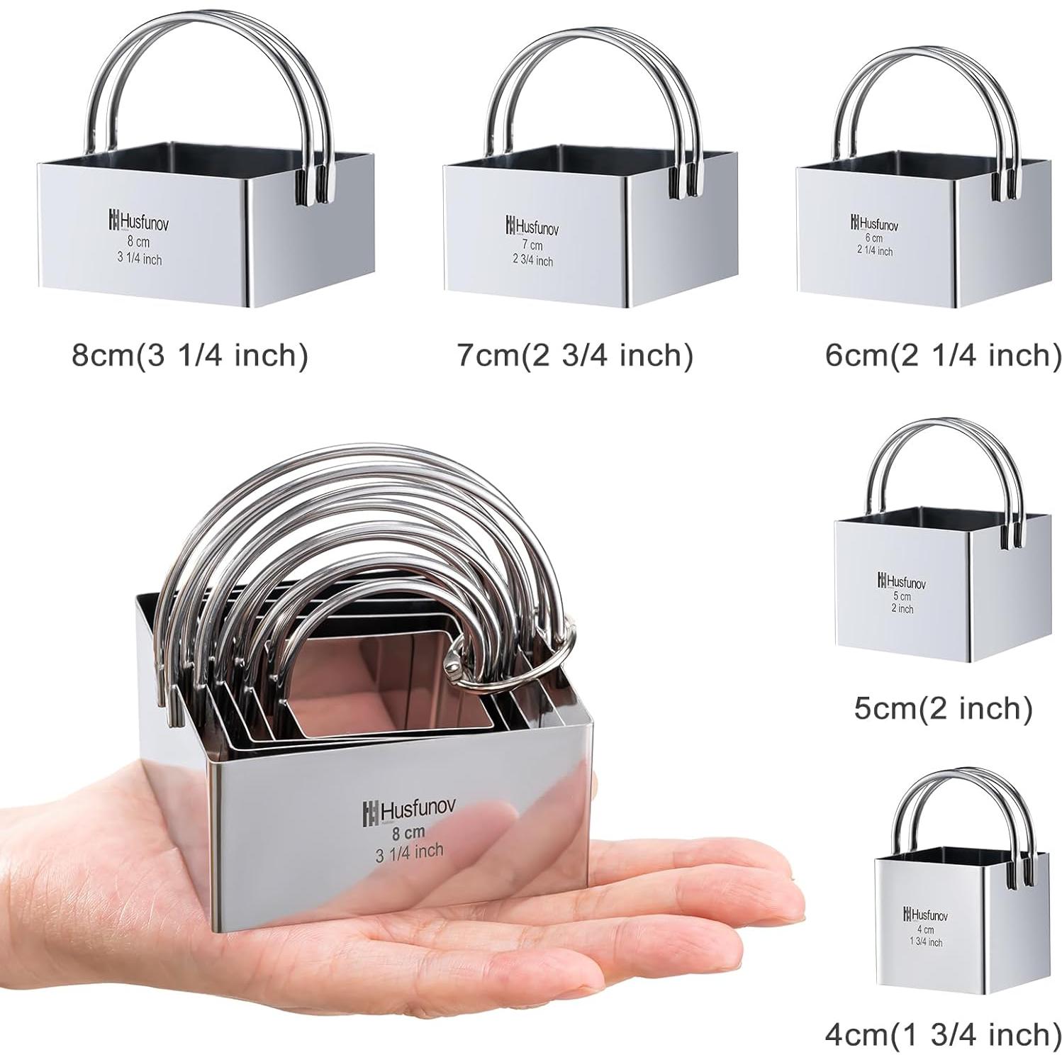 Juego de Cortadores de Galletas Cuadrados 5 Piezas Acero Inoxidable