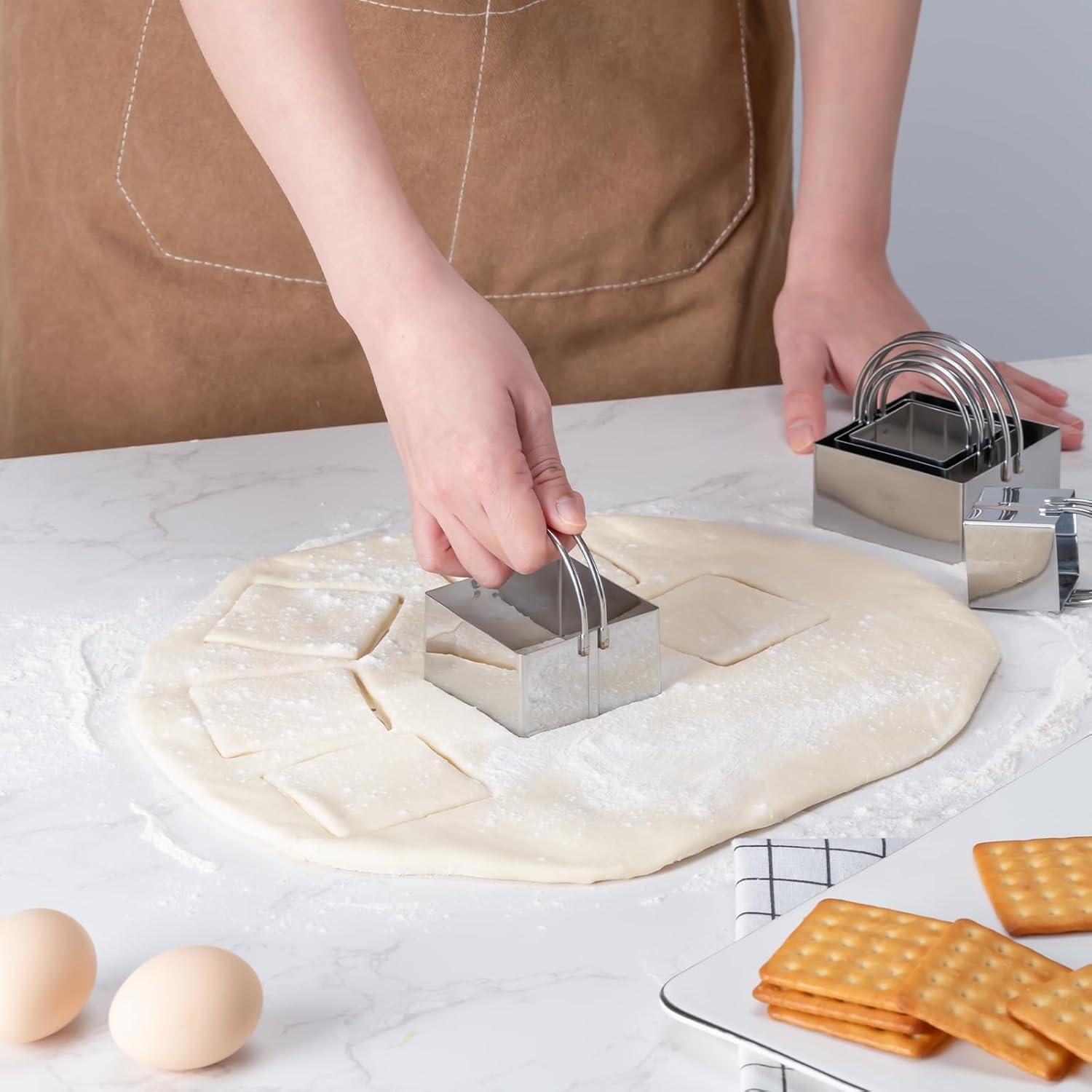 Juego de Cortadores de Galletas Cuadrados 5 Piezas Acero Inoxidable