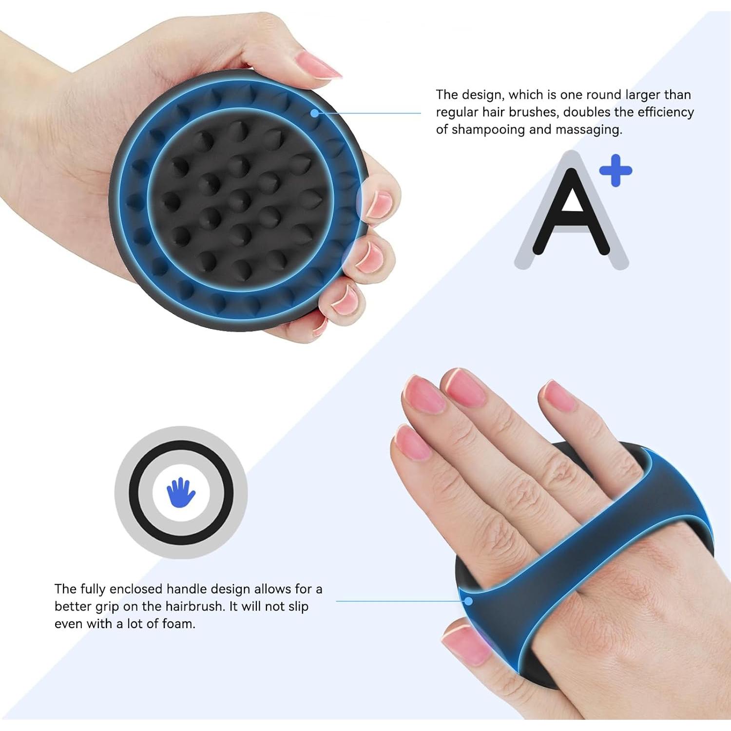 Masajeador de cuero cabelludo Ithyes negro 10x10cm silicona