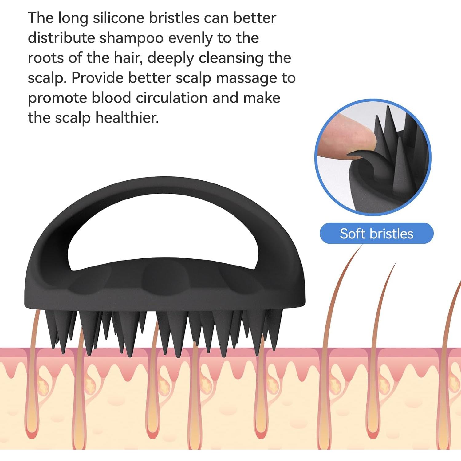 Masajeador de cuero cabelludo Ithyes negro 10x10cm silicona