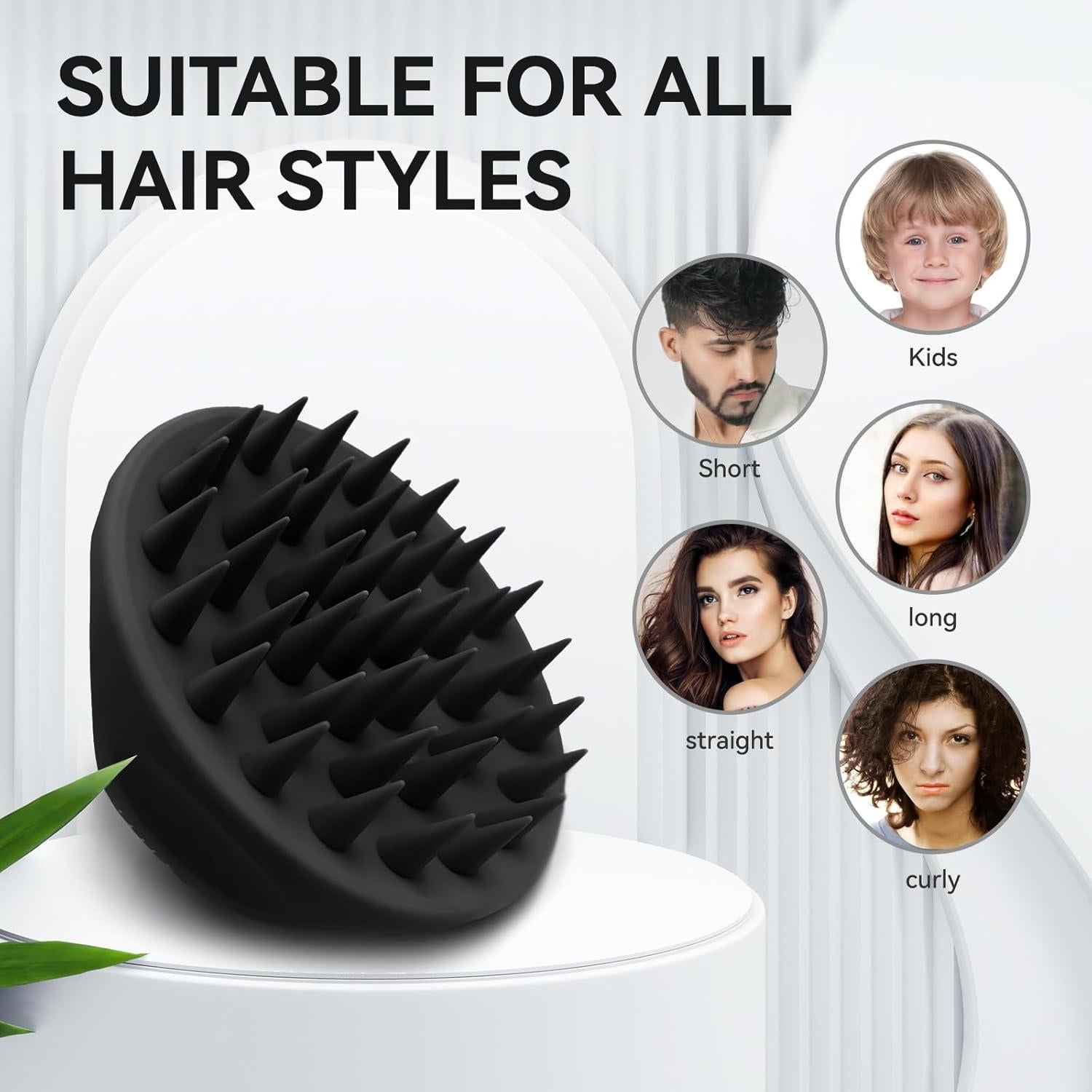 Masajeador de cuero cabelludo Ithyes negro 10x10cm silicona