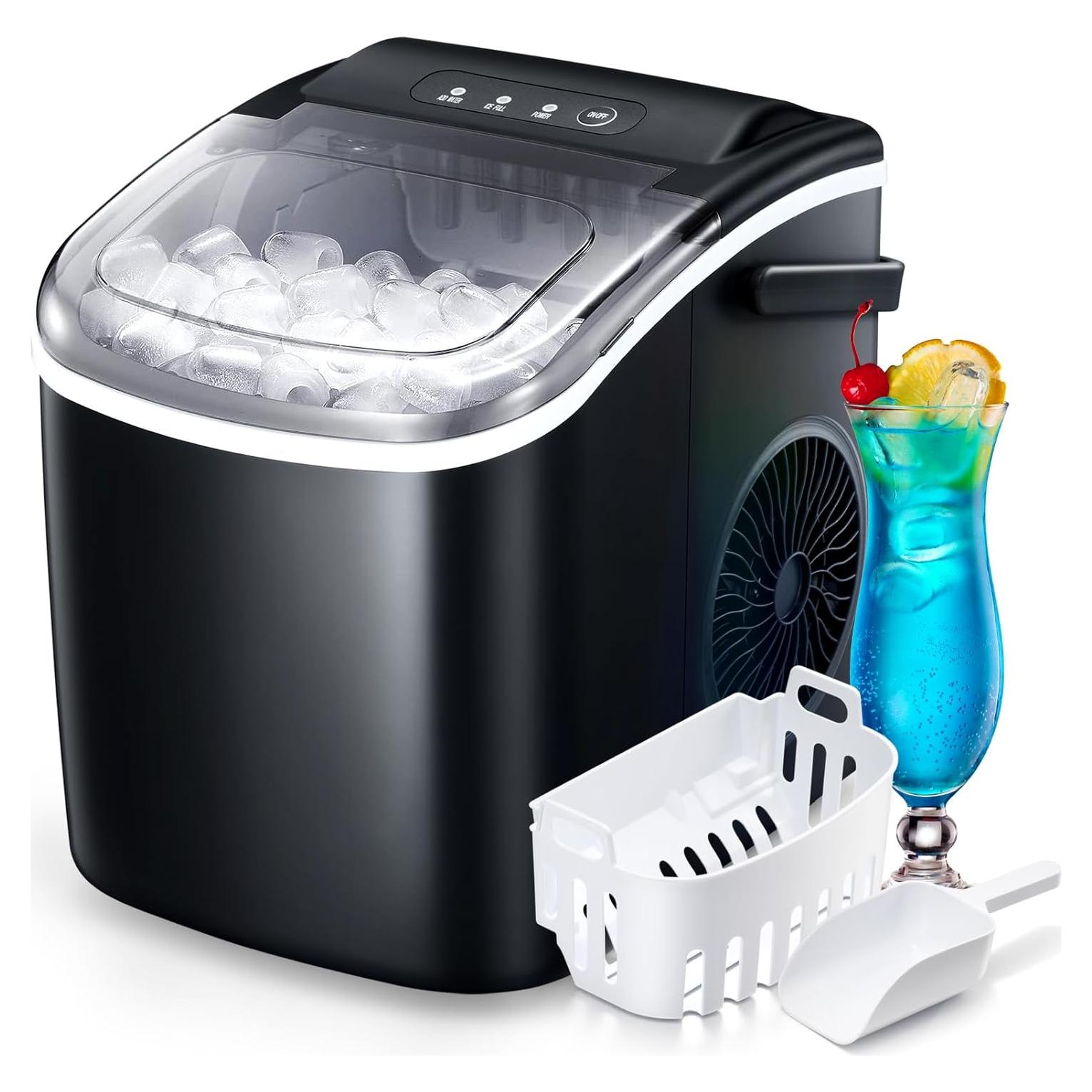 Máquina de Hielo R.W.FLAME Portátil 12 kg/24h 9 Cubos en 6 Min