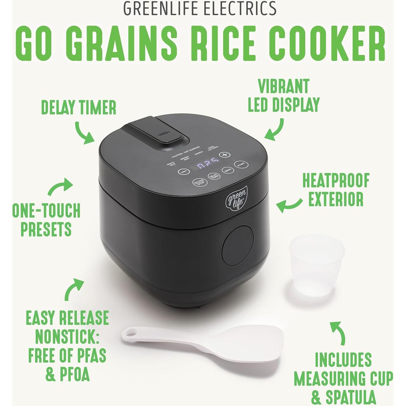 Arrocera Digital GreenLife 4 Tazas Cerámica Antiadherente