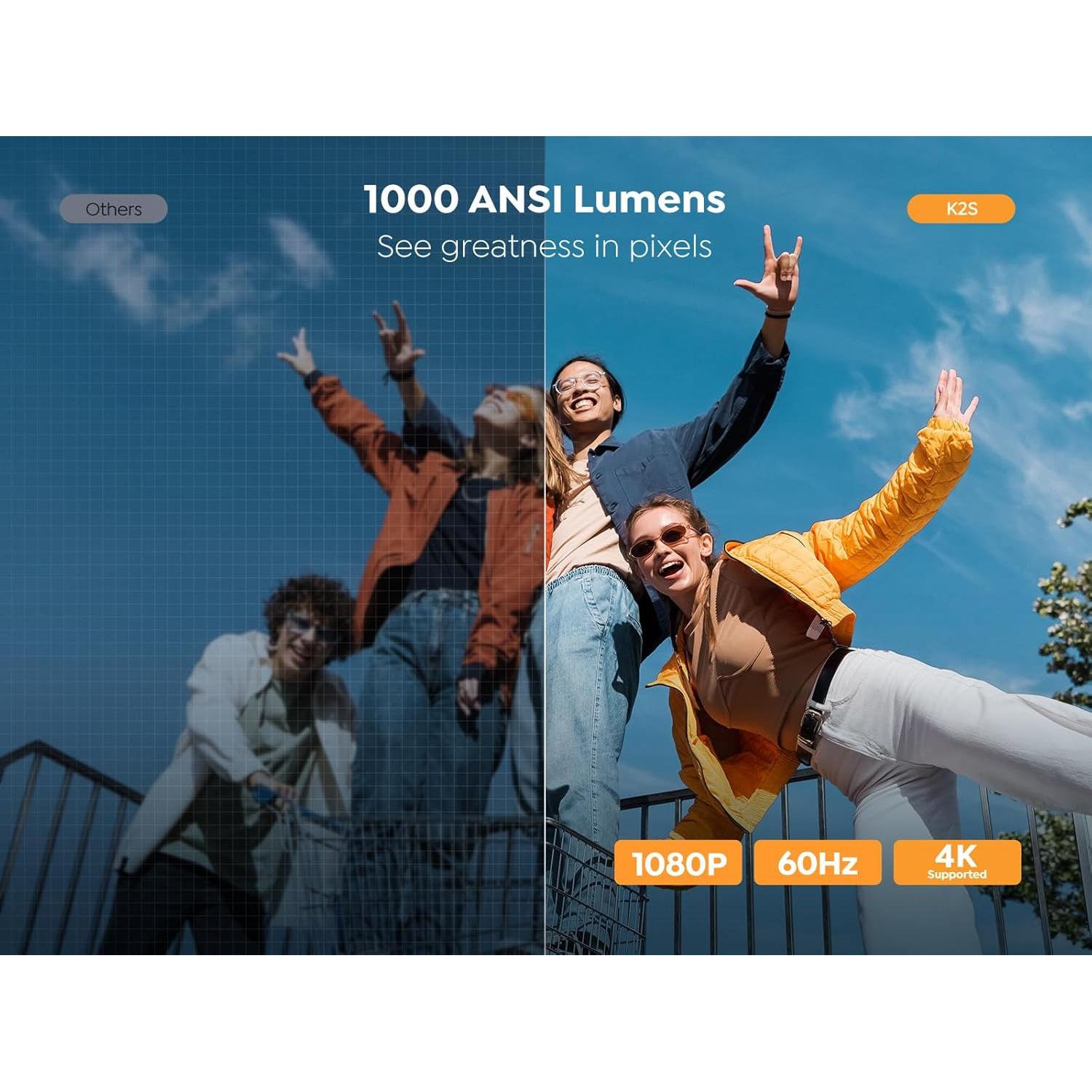 Proyector 4K YABER K2s 1000 ANSI WiFi Bluetooth Dolby