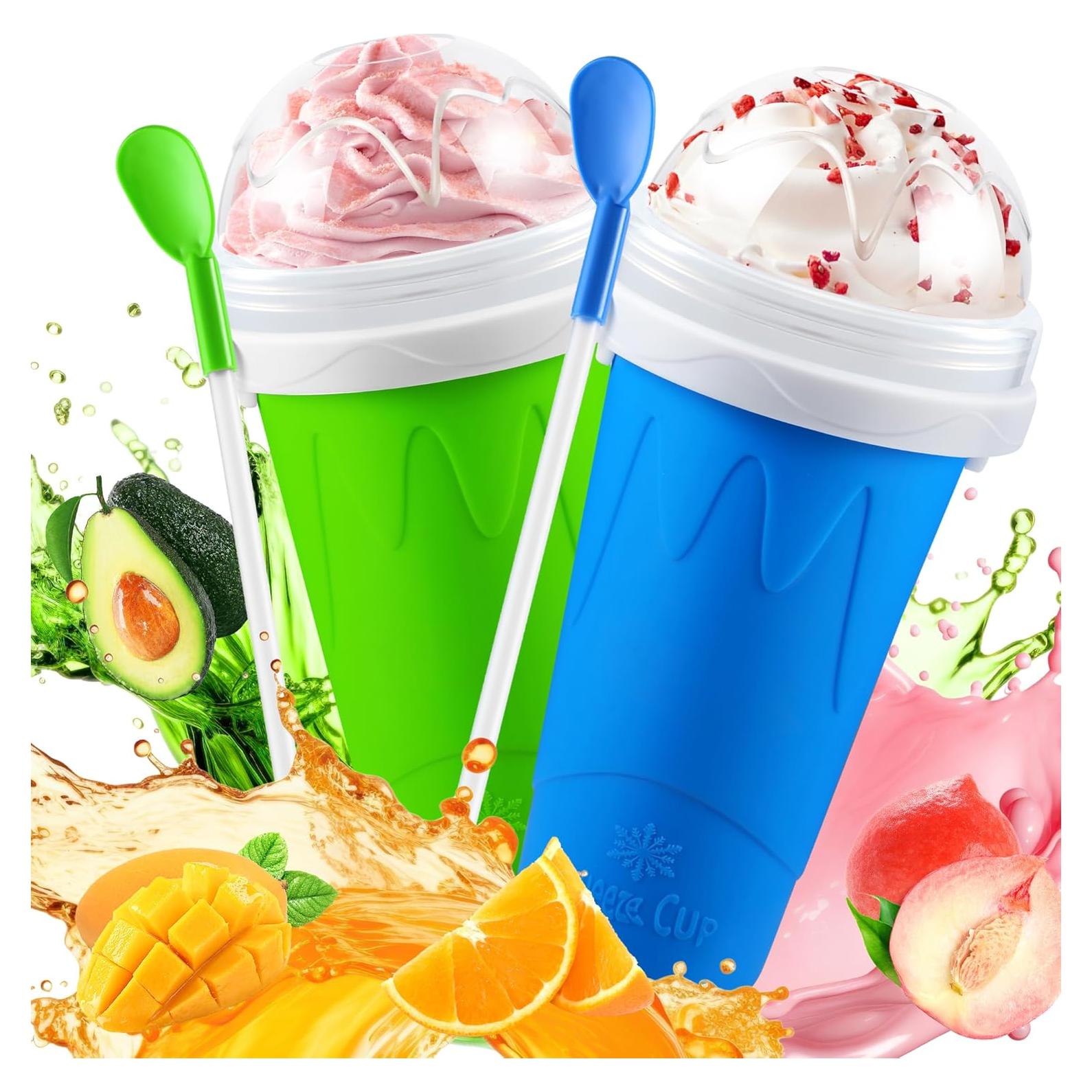 Paquete de 2 Tazas Slushie Tgosomt 330ml Azul Verde