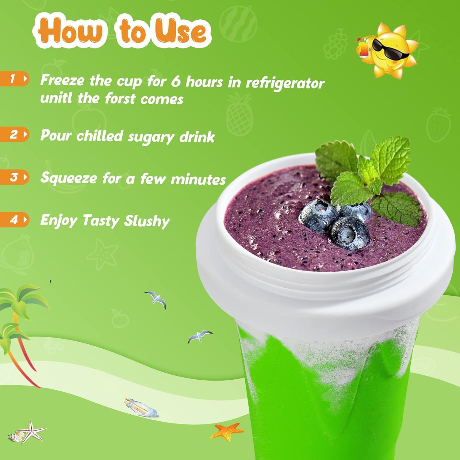 Paquete de 2 Tazas Slushie Tgosomt 330ml Azul Verde