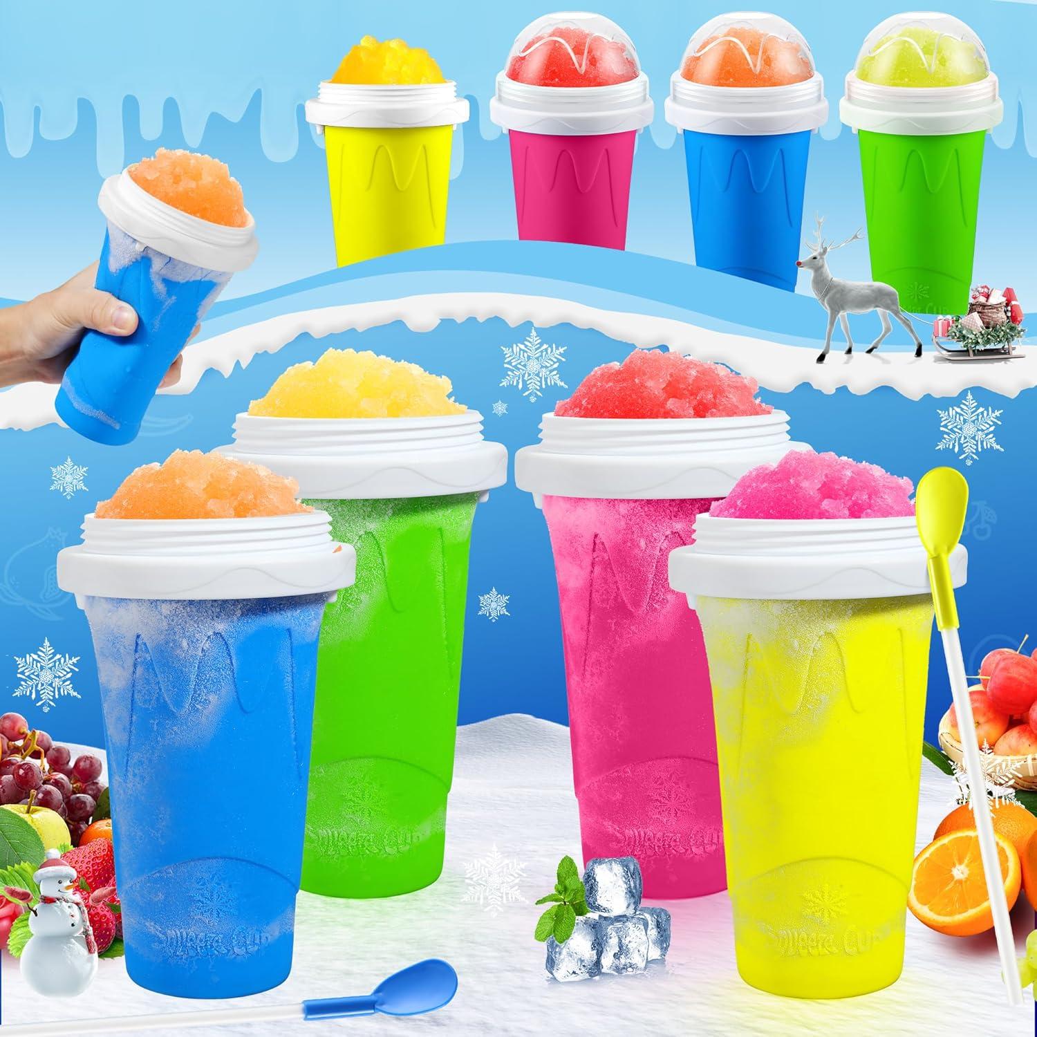 Paquete de 2 Tazas Slushie Tgosomt 330ml Azul Verde