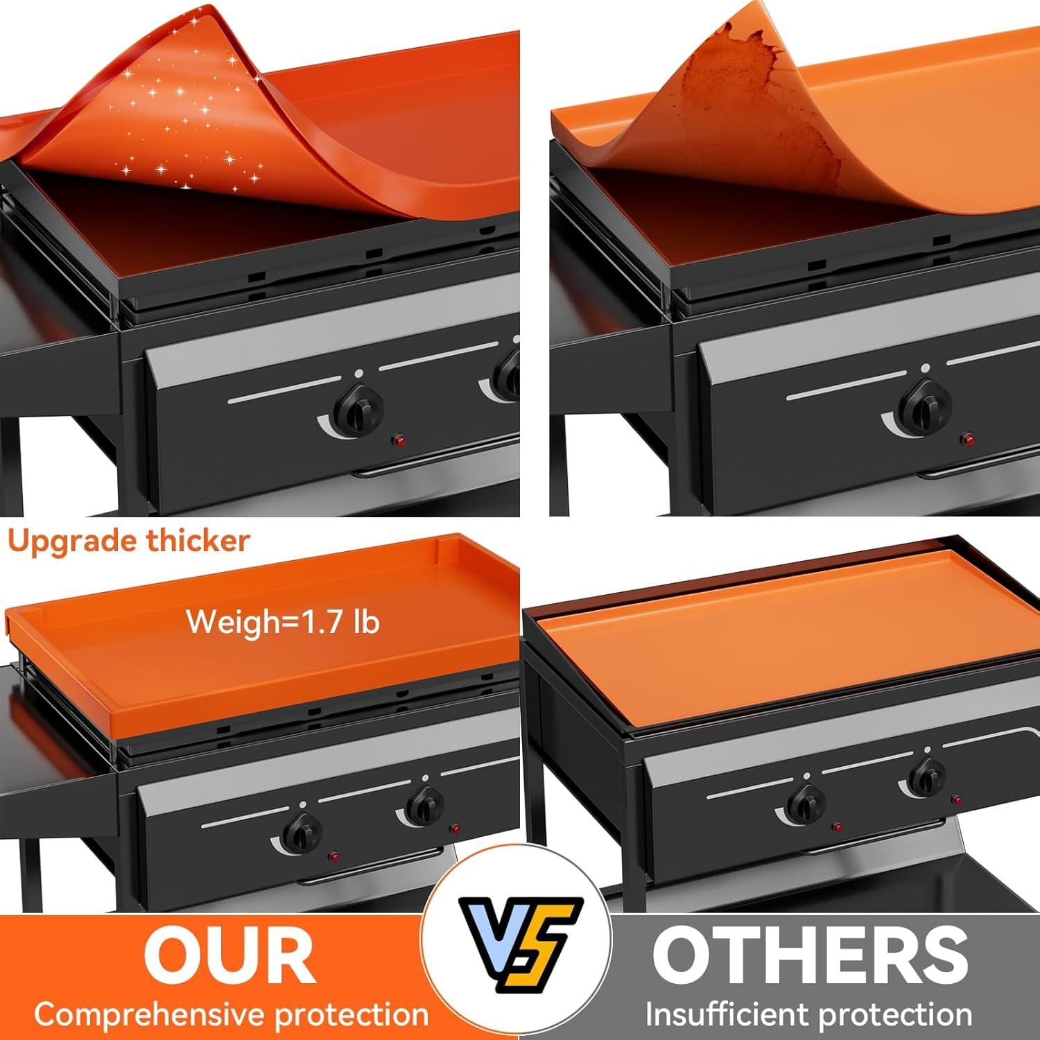 Griddle Mat for Blackstone 28 Inch - Upgraded Edge-Full Cover Silicone Around Grill Mat and Grease Cup, Suitable for Grill 28" Blackstone 1517 1853 1883 1962 1963