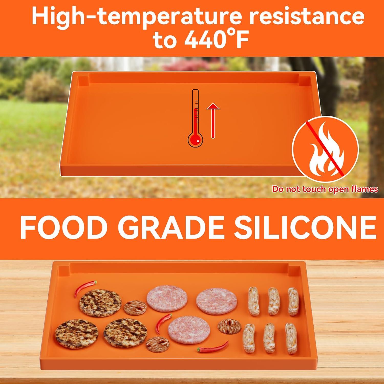 Griddle Mat for Blackstone 28 Inch - Upgraded Edge-Full Cover Silicone Around Grill Mat and Grease Cup, Suitable for Grill 28" Blackstone 1517 1853 1883 1962 1963