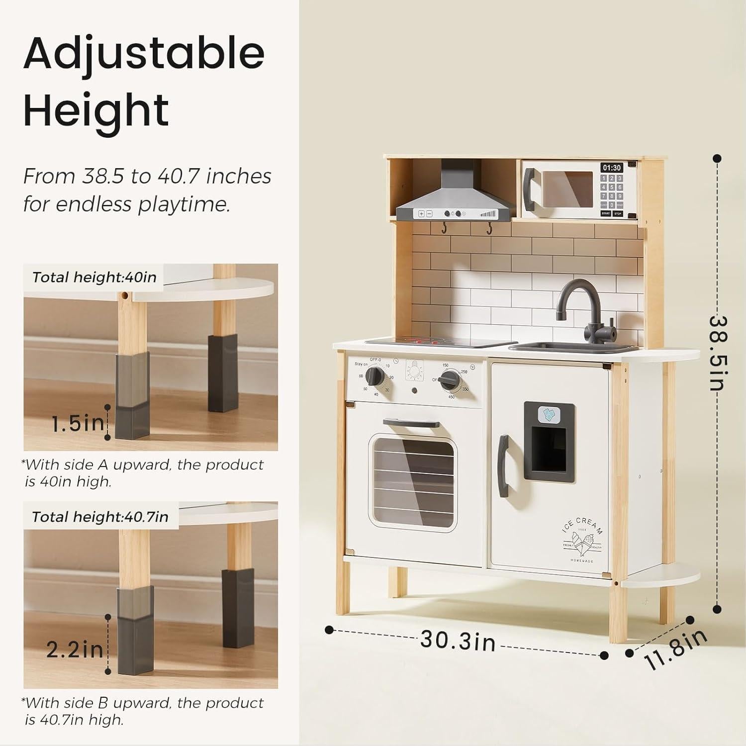 Cocina de Juguete de Madera Tiny Land con Luces y Sonidos