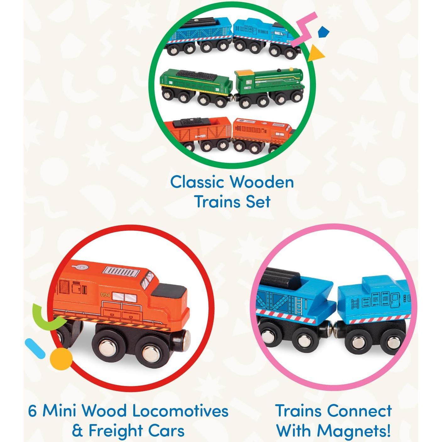 Set de Trenes de Madera Battat - 6 Piezas Magnéticas