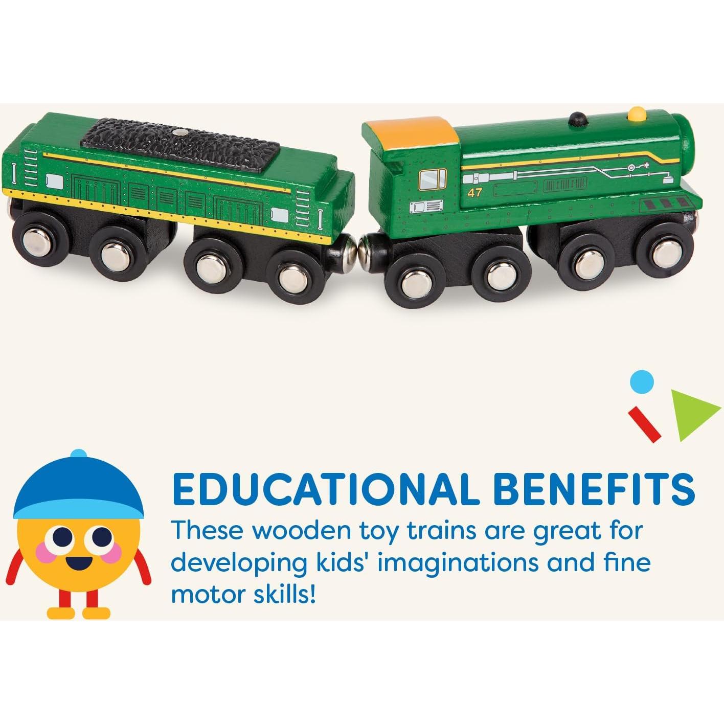 Set de Trenes de Madera Battat - 6 Piezas Magnéticas