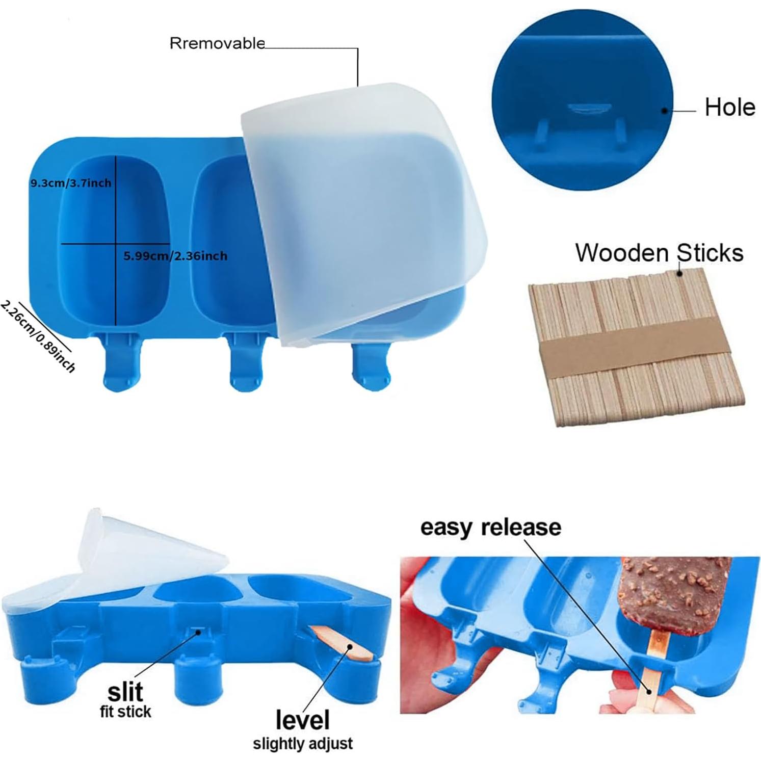 Moldes de Silicona para Paletas ABSOK con Tapa - 2 Piezas