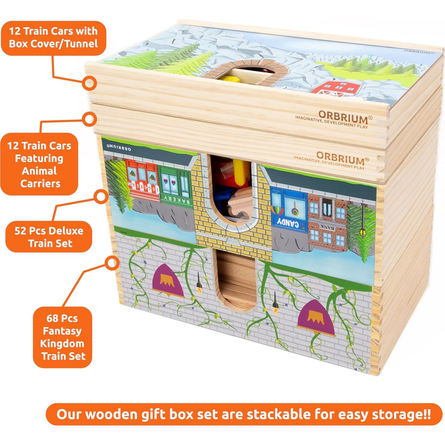 Tren de Madera ORBRIUM 12 Piezas Animales y Vagones