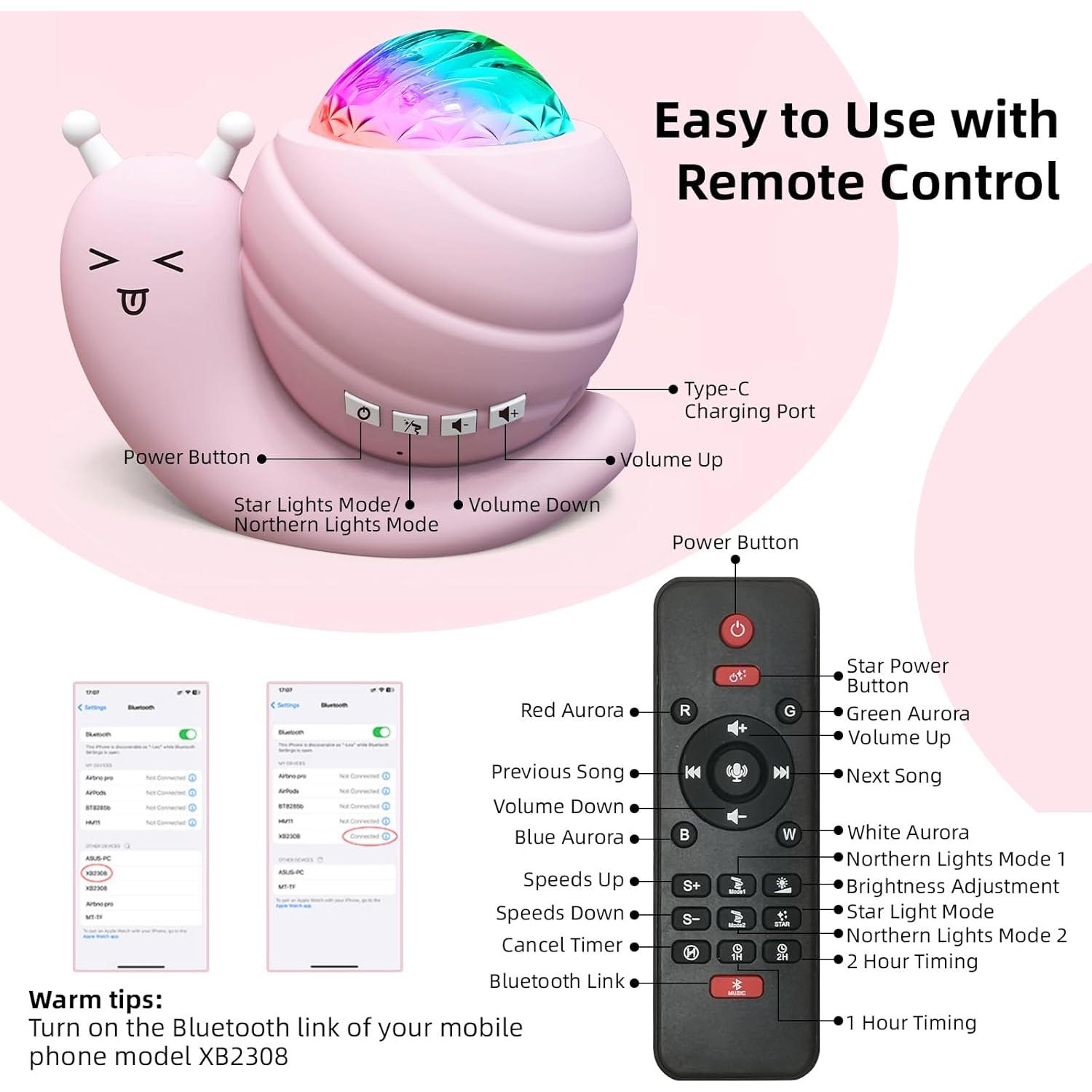 Proyector de Estrellas Mycket Rosa 4 en 1 con Control Remoto