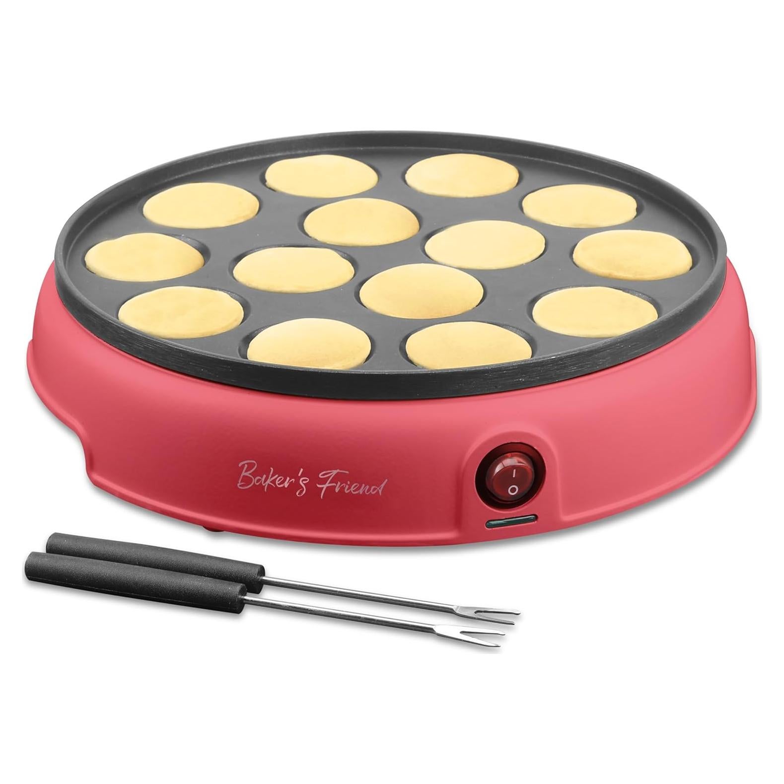 Máquina de Mini Pancakes Baker's Friend 14 Huecos Roja