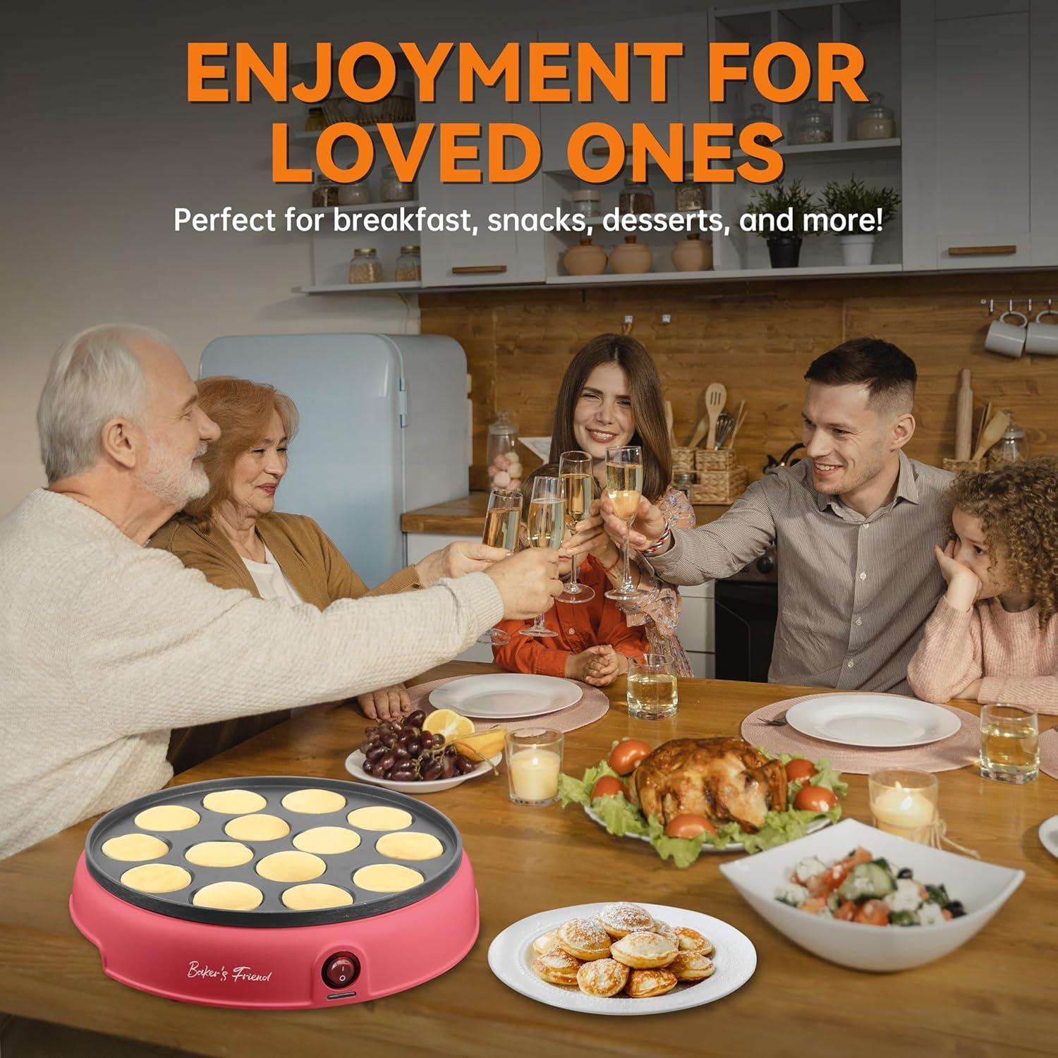 Máquina de Mini Pancakes Baker's Friend 14 Huecos Roja