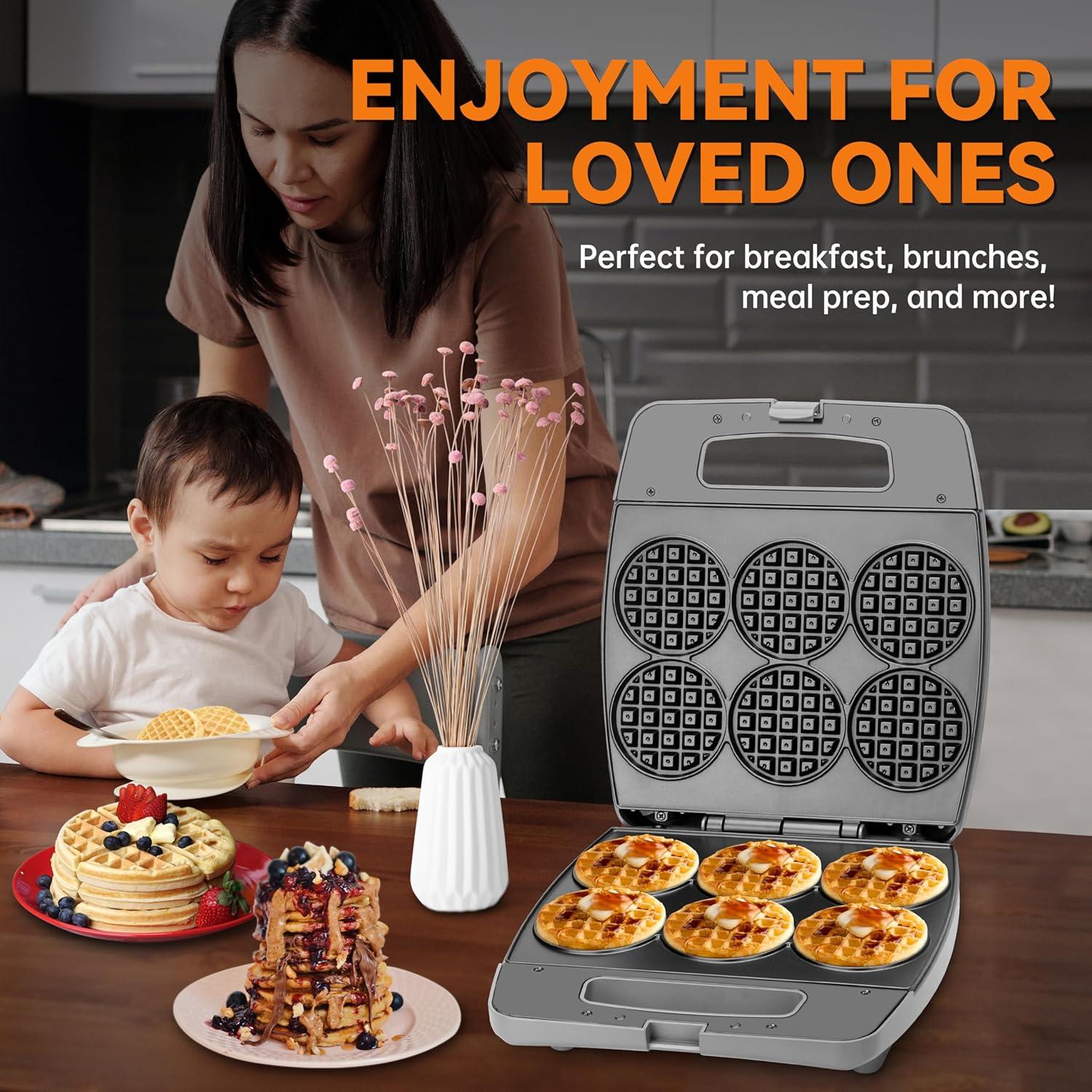 Máquina de Waffles Múltiple Baker's Friend, 6 Mini Waffles 7.62 cm