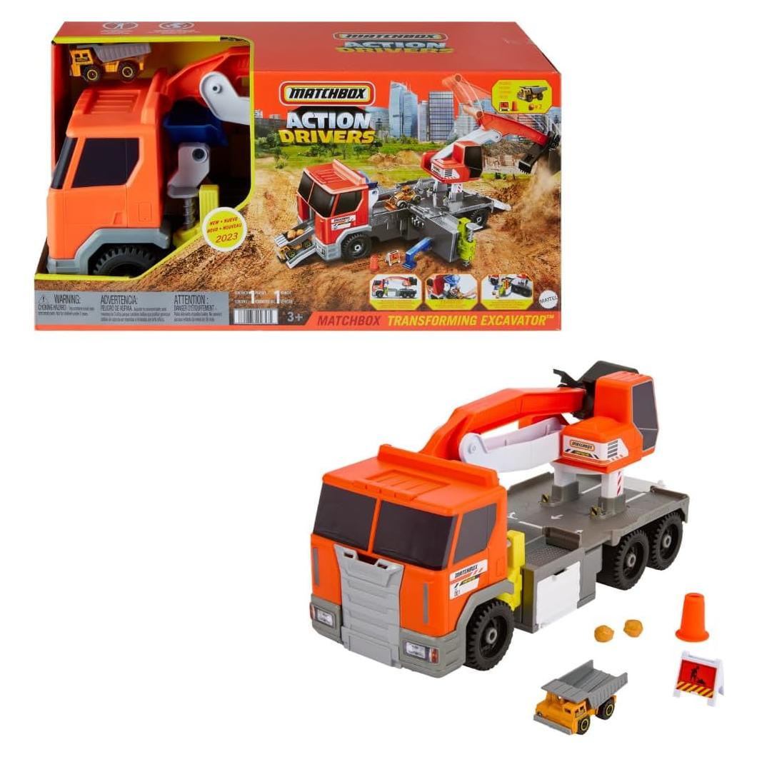Juego de Excavadora Transformadora Matchbox con Camión 1:64