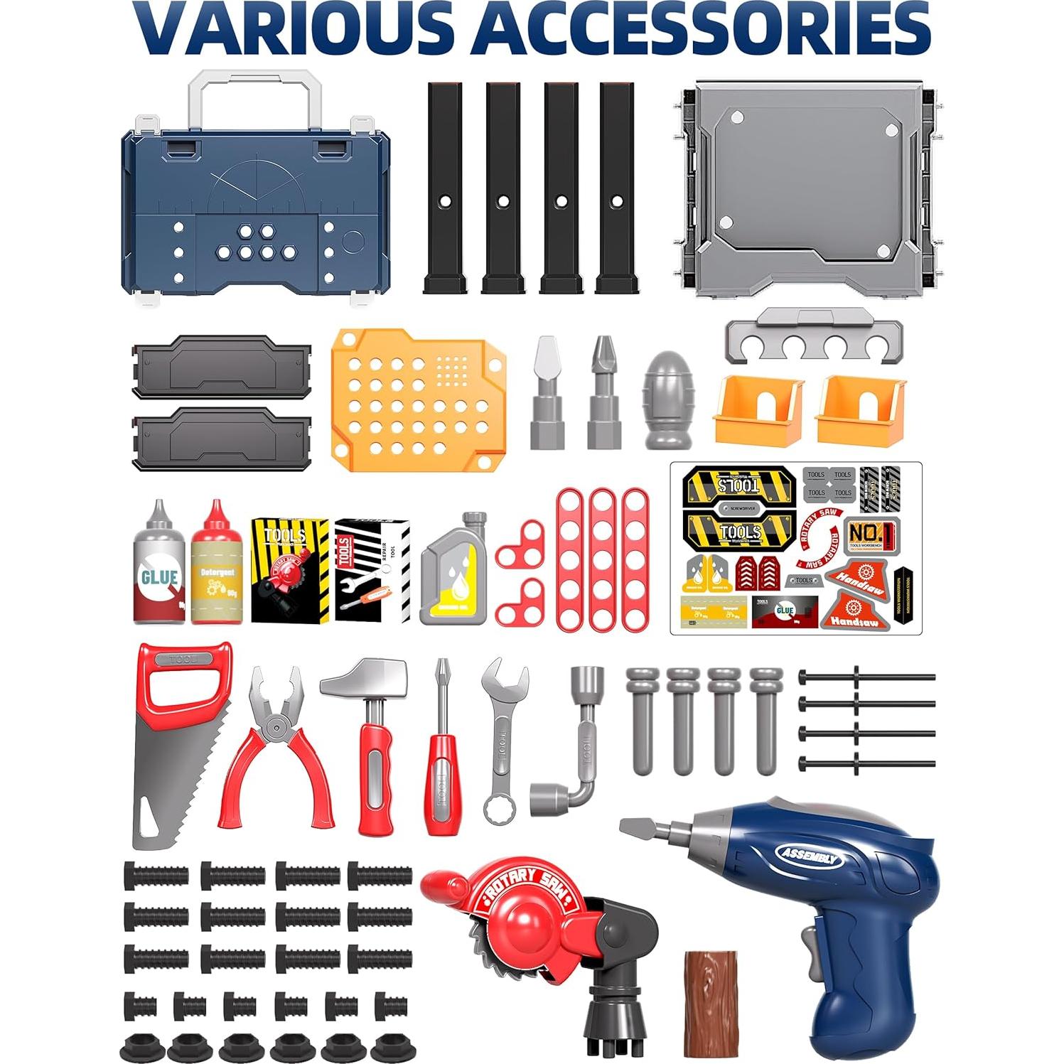 Banco de herramientas Deejoy para niños, taladro eléctrico