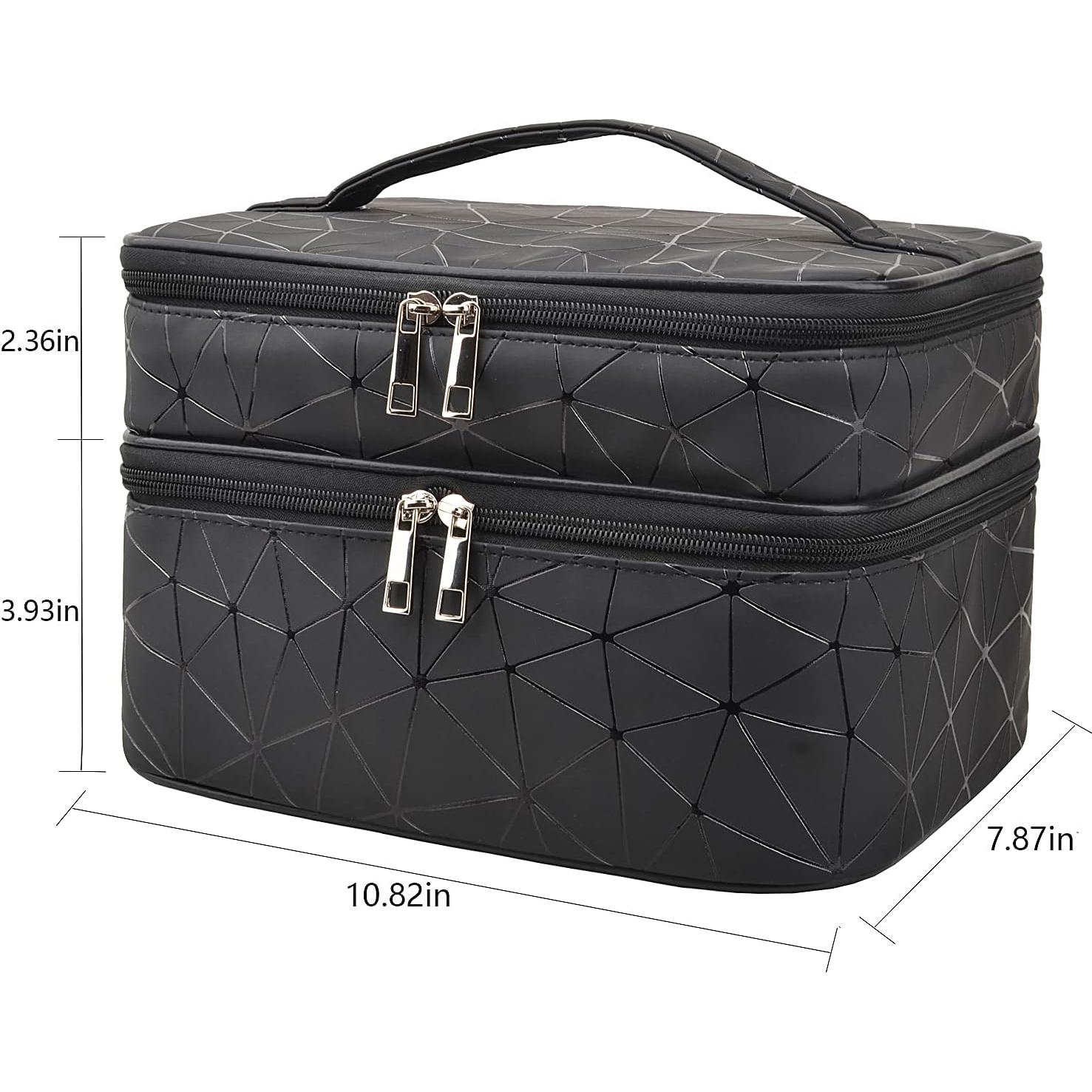 Bolsa de Maquillaje MKPCW Doble Capa con Separadores Negra