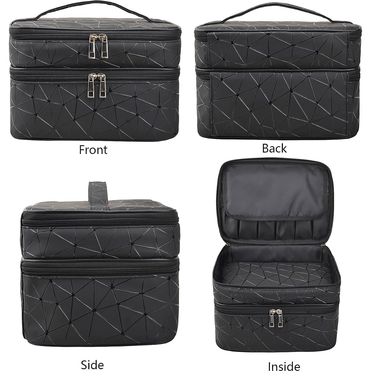 Bolsa de Maquillaje MKPCW Doble Capa con Separadores Negra