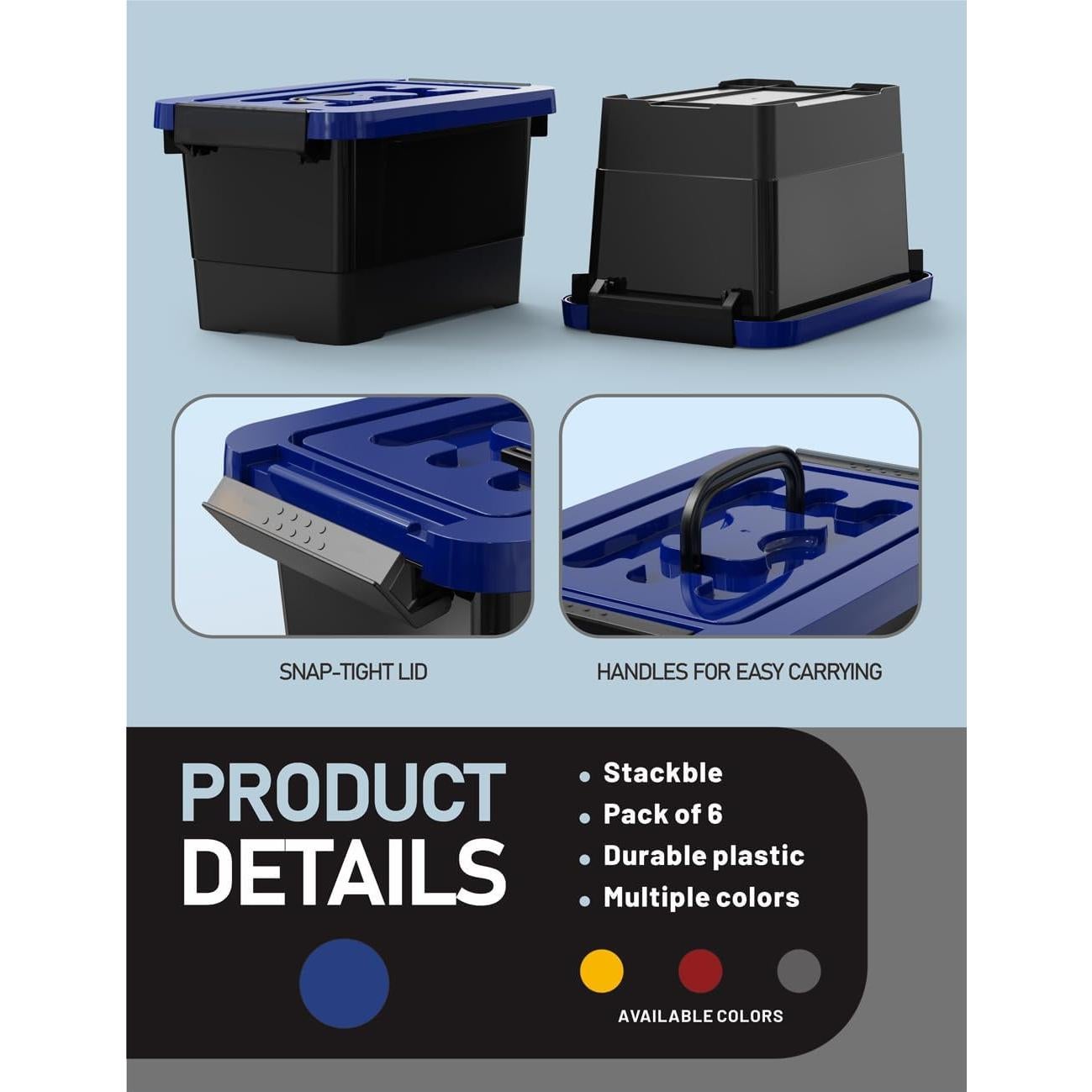 Cajas de Almacenamiento WYT 3.5qt con Tapa y Cierre - Paquete de 6