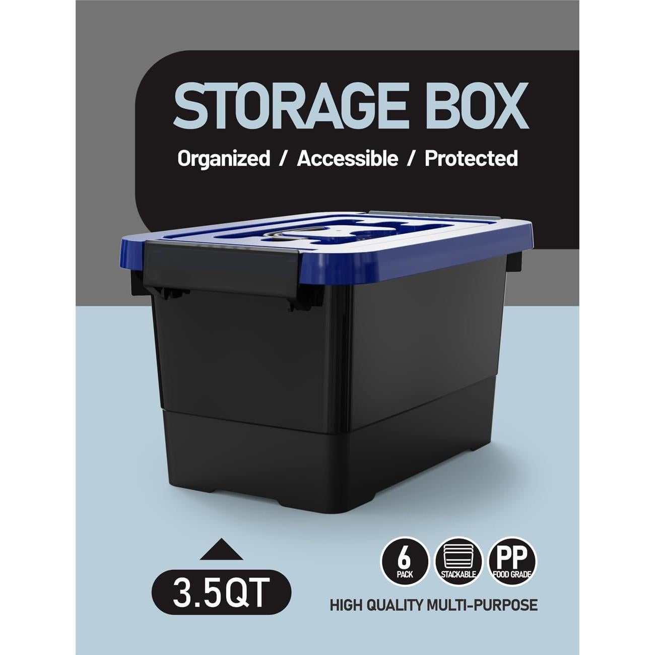 Cajas de Almacenamiento WYT 3.5qt con Tapa y Cierre - Paquete de 6