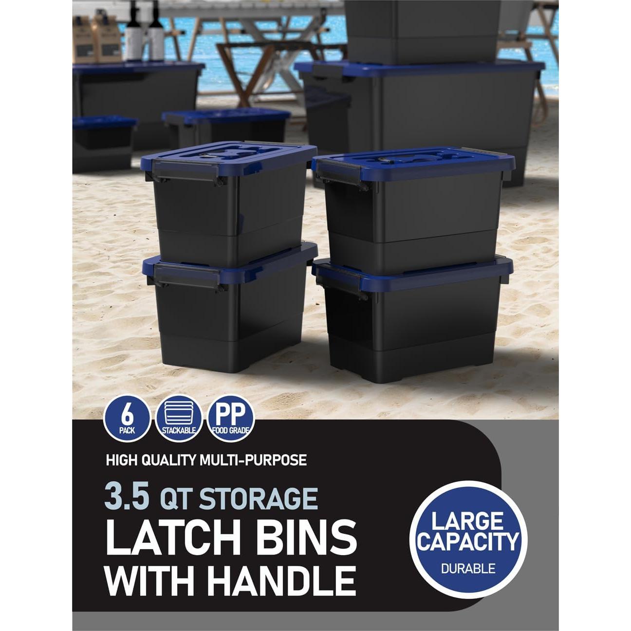 Cajas de Almacenamiento WYT 3.5qt con Tapa y Cierre - Paquete de 6