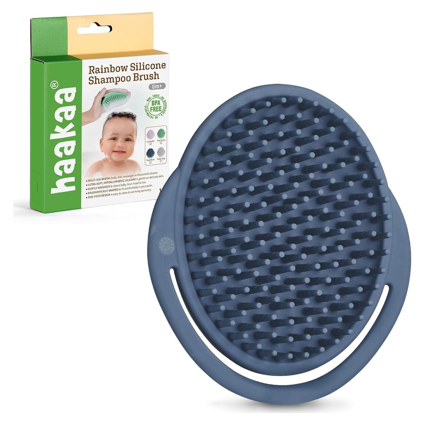 Cepillo de Champú Silicona Haakaa - Limpiador Bebés Azul