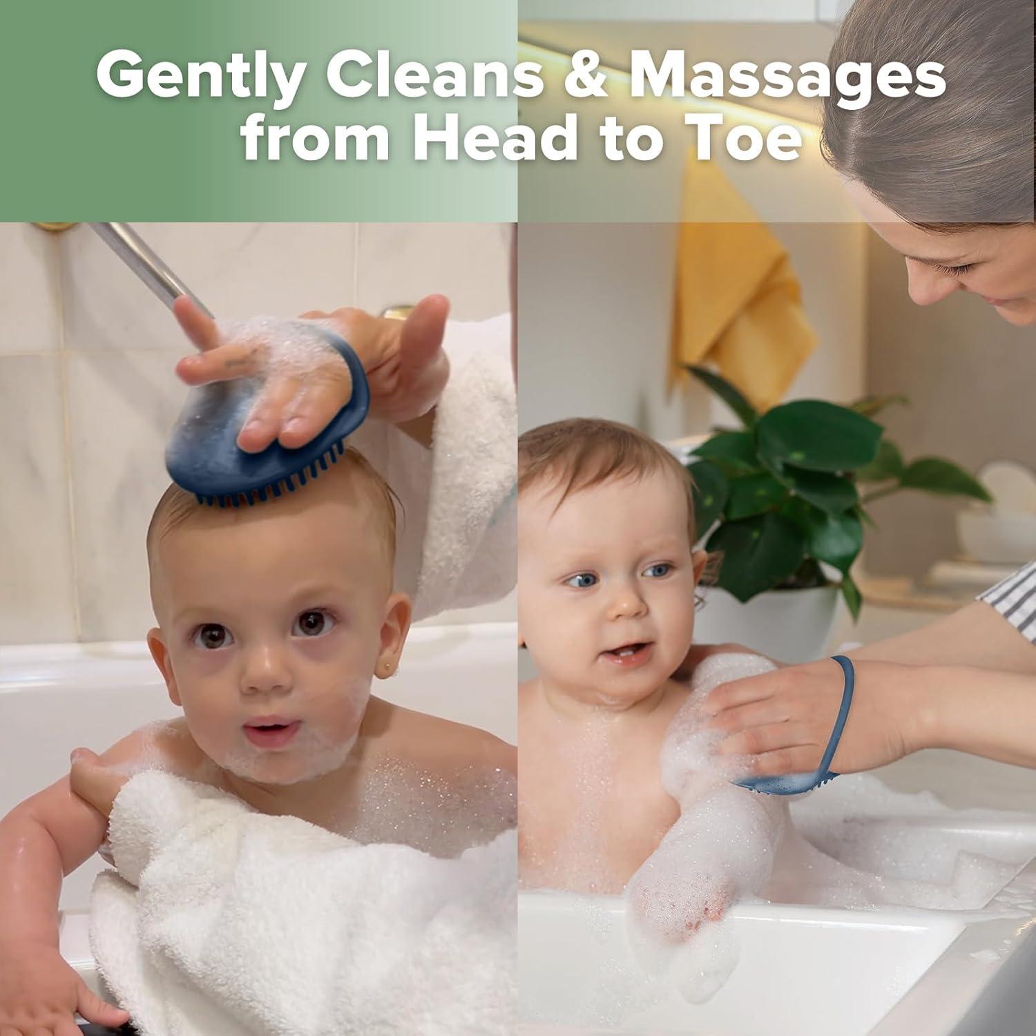 Cepillo de Champú Silicona Haakaa - Limpiador Bebés Azul