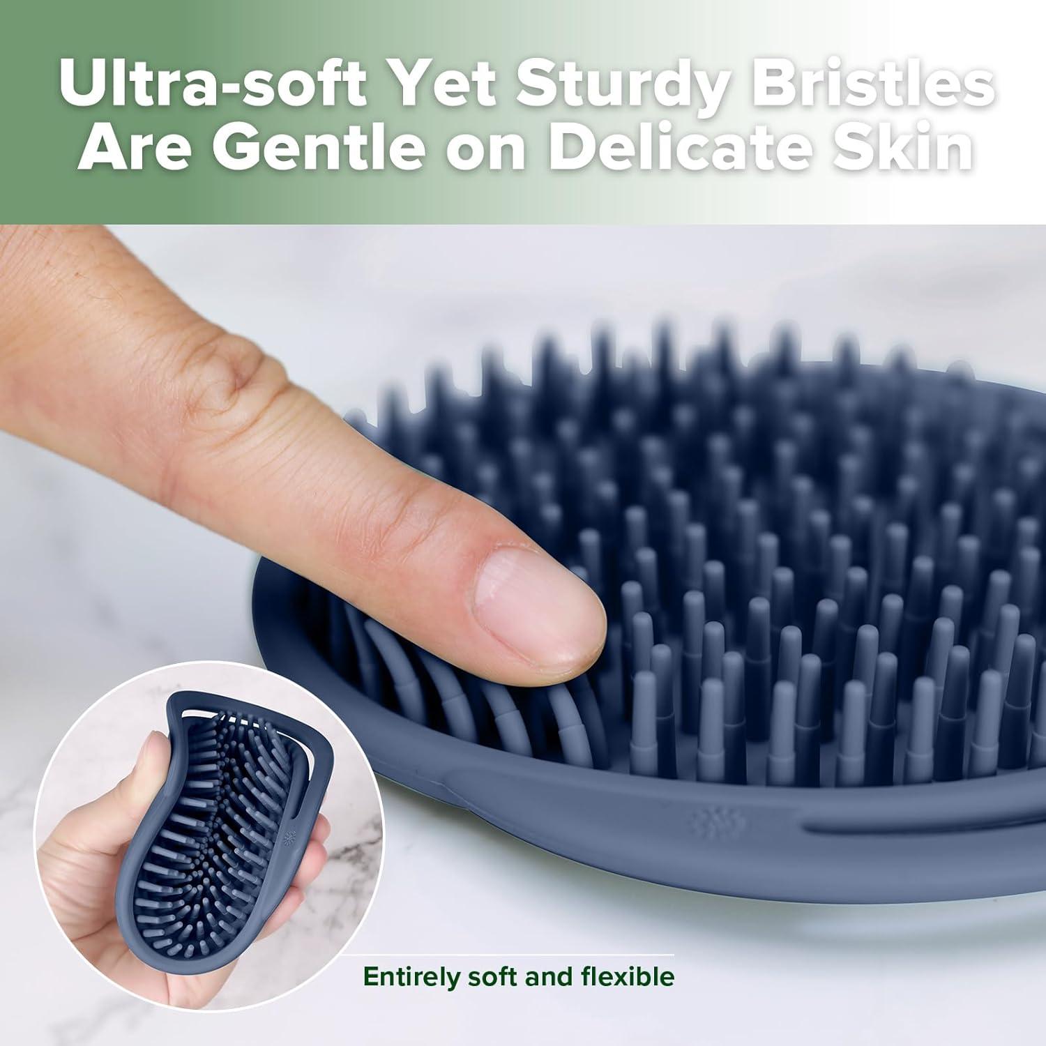 Cepillo de Champú Silicona Haakaa - Limpiador Bebés Azul