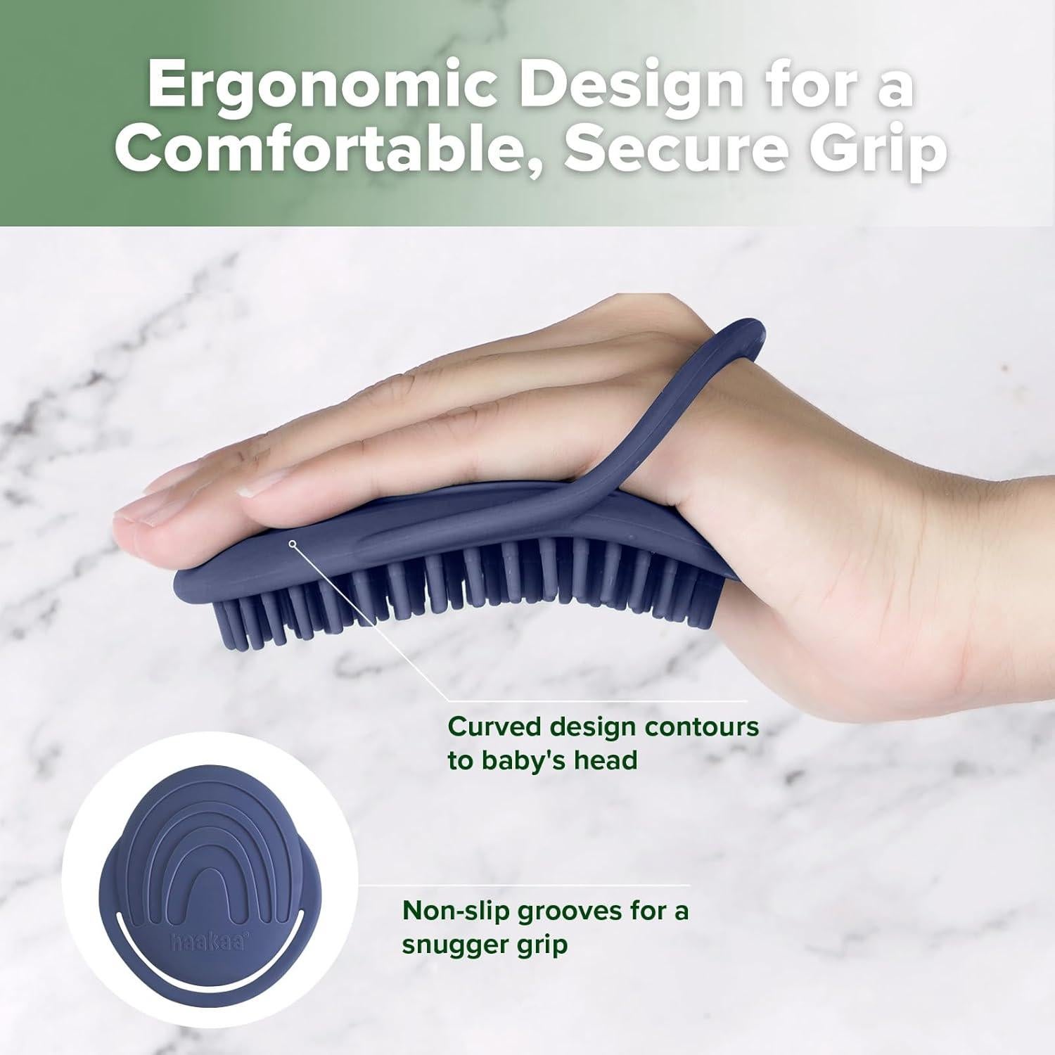 Cepillo de Champú Silicona Haakaa - Limpiador Bebés Azul