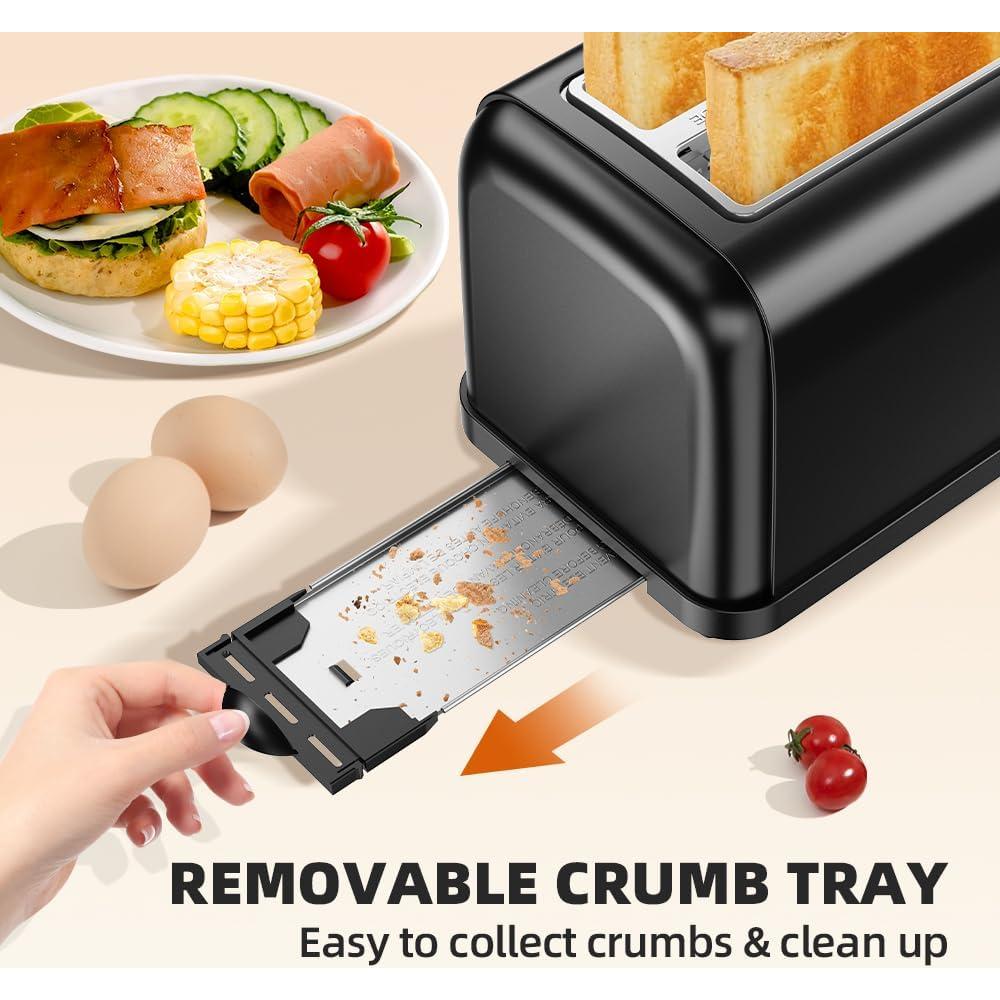 Tostadora 2 Rebanadas RAMJOY Negra Acero Inoxidable 900W