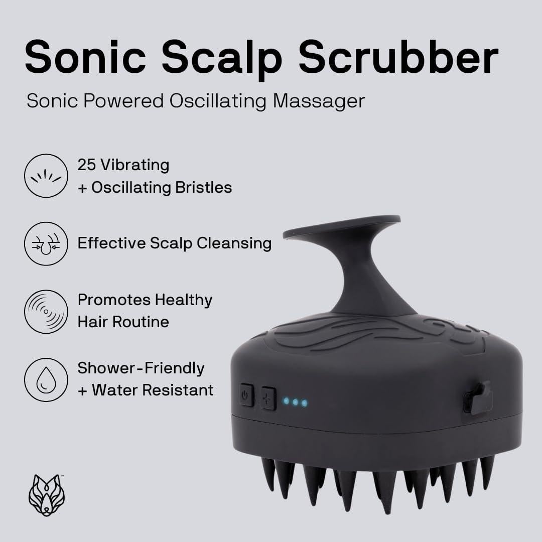 Cepillo Masajeador Sonic Black Wolf - Exfoliador Cabello Negro
