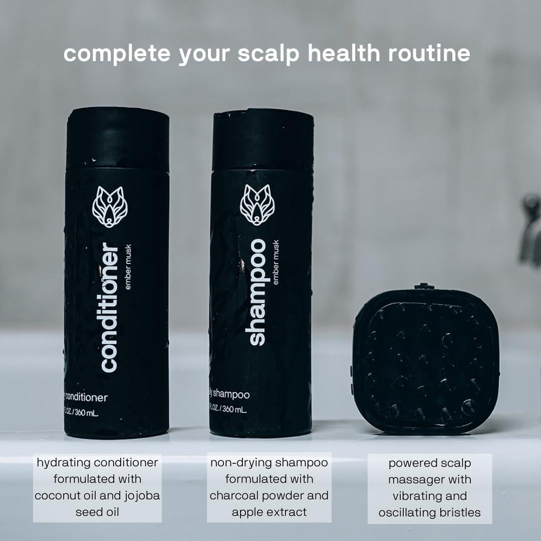 Cepillo Masajeador Sonic Black Wolf - Exfoliador Cabello Negro