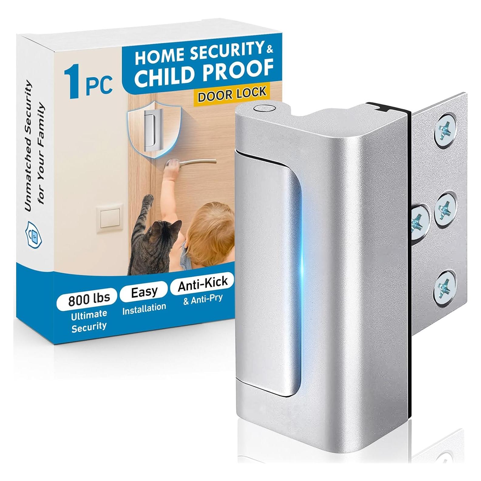 Cerradura de refuerzo de seguridad para puerta - Plata 3"