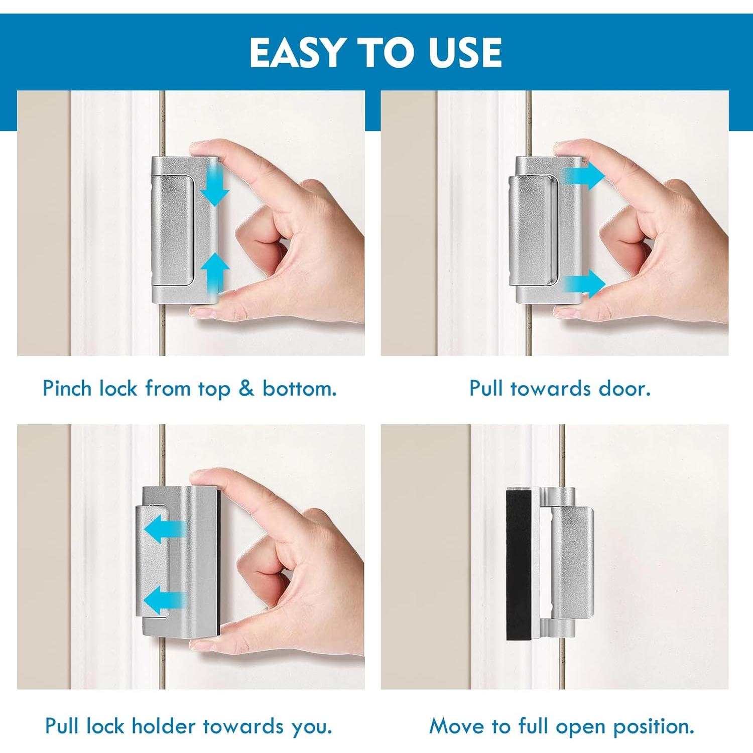 Cerradura de refuerzo de seguridad para puerta - Plata 3"