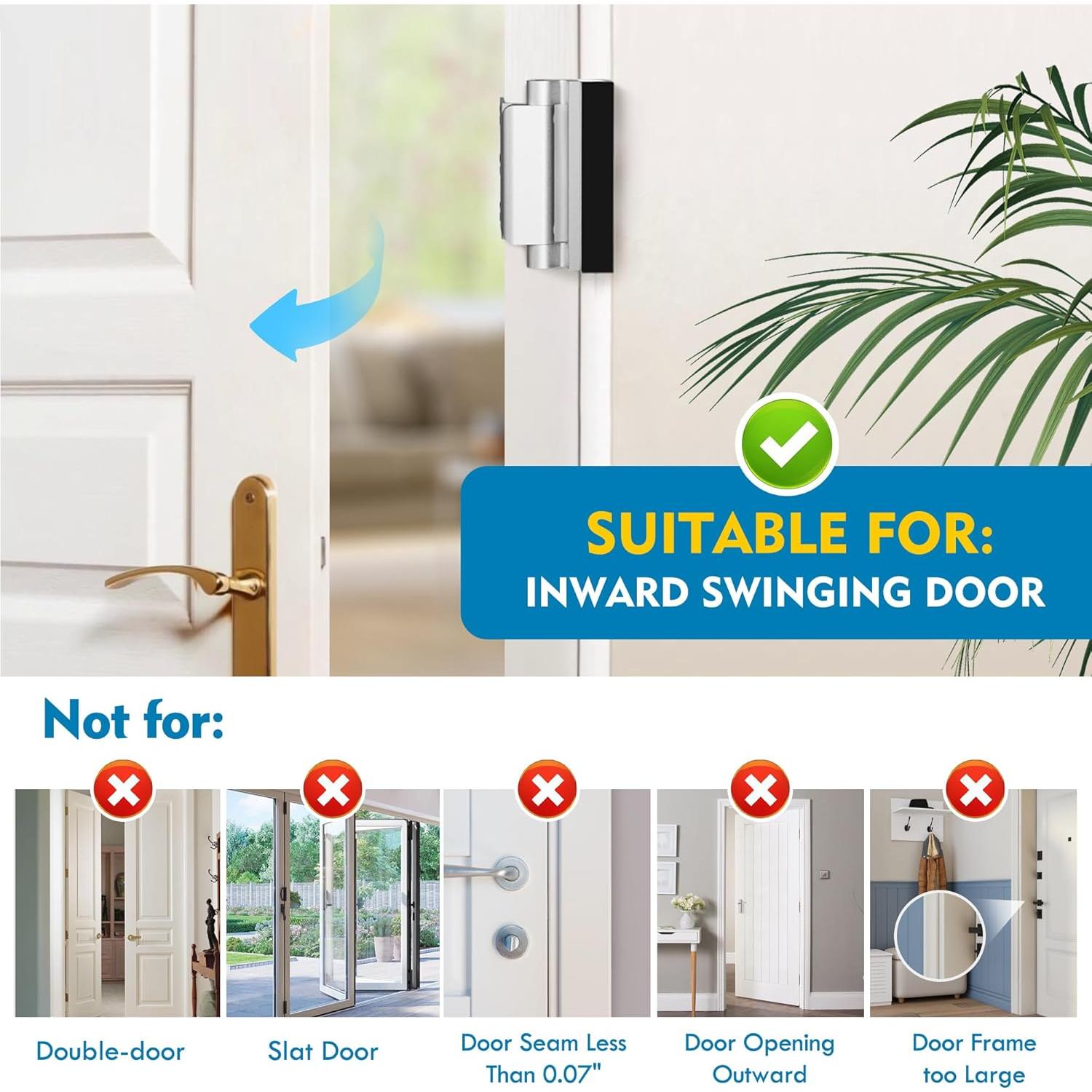 Cerradura de refuerzo de seguridad para puerta - Plata 3"