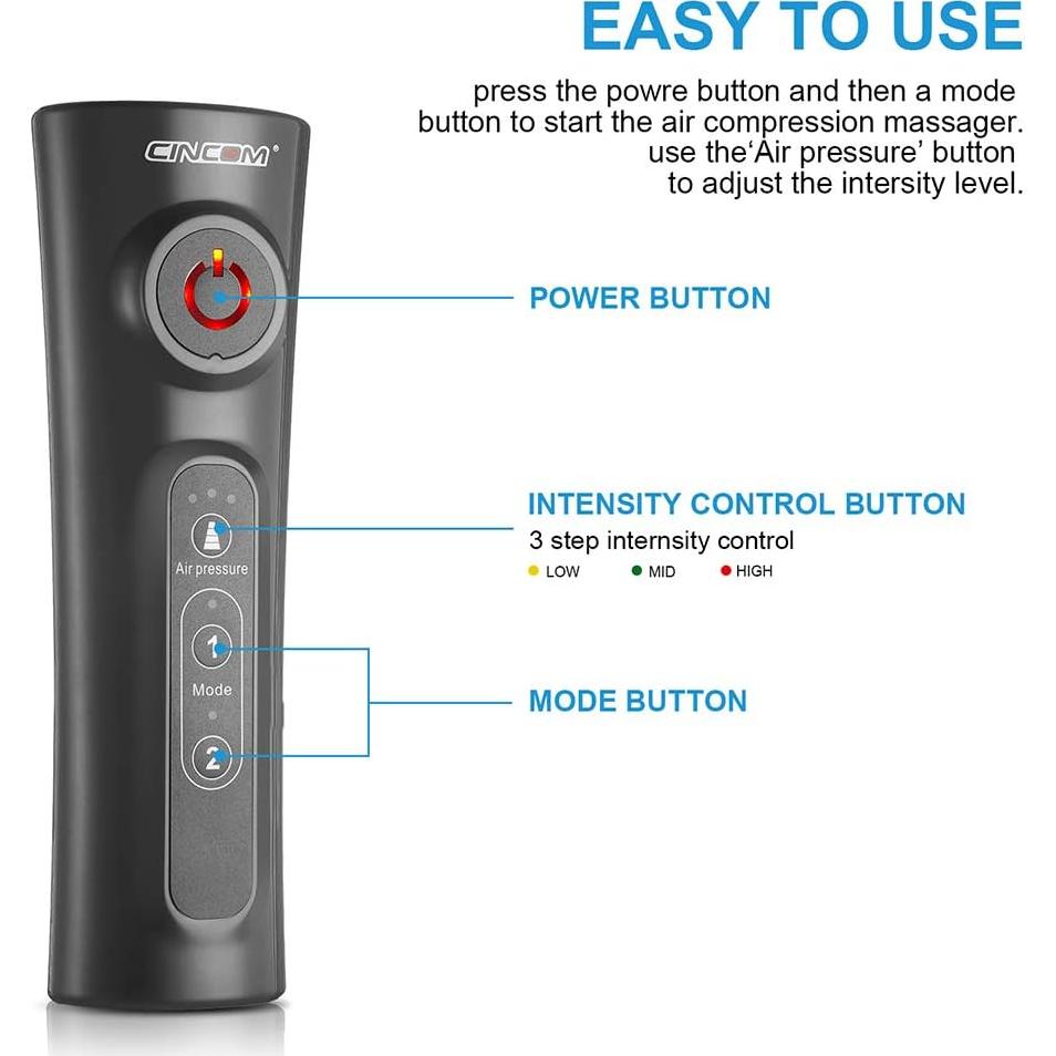 Masajeador de Piernas CINCOM CM-010A Compresión Aire 2 Modos